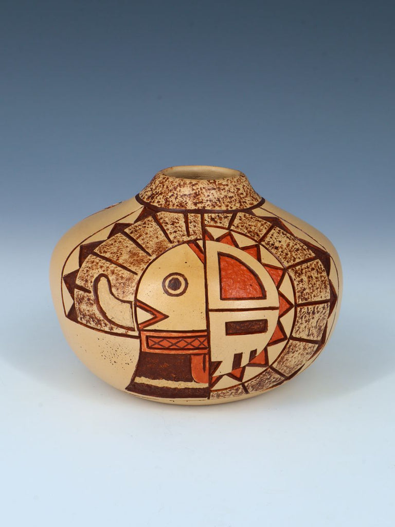 Hopi Hand Coiled Carved Pottery Seed Pot - PuebloDirect.com