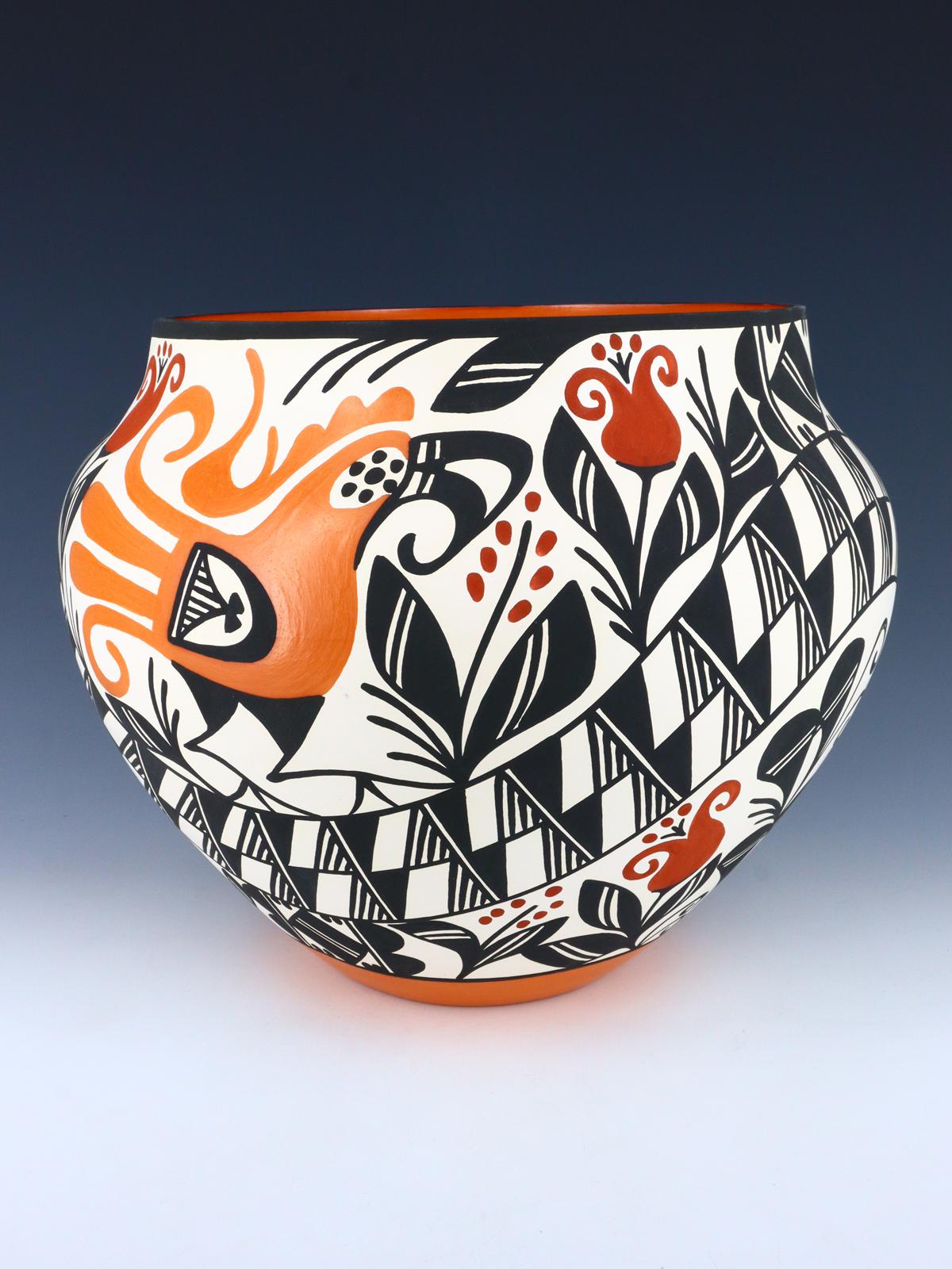 Acoma Pueblo Bol de poterie de perroquet peint à la main