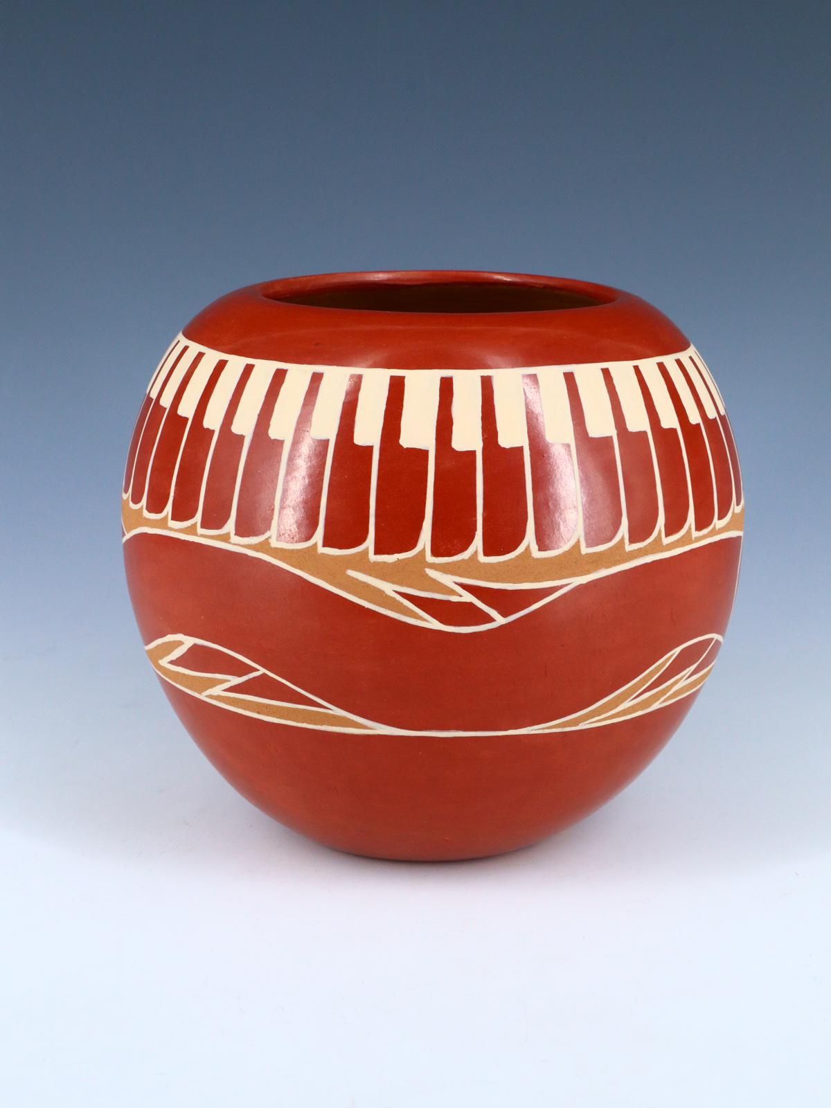 Santa Clara Pueblo Hand Coiled Red Pottery Bowl - PuebloDirect.com