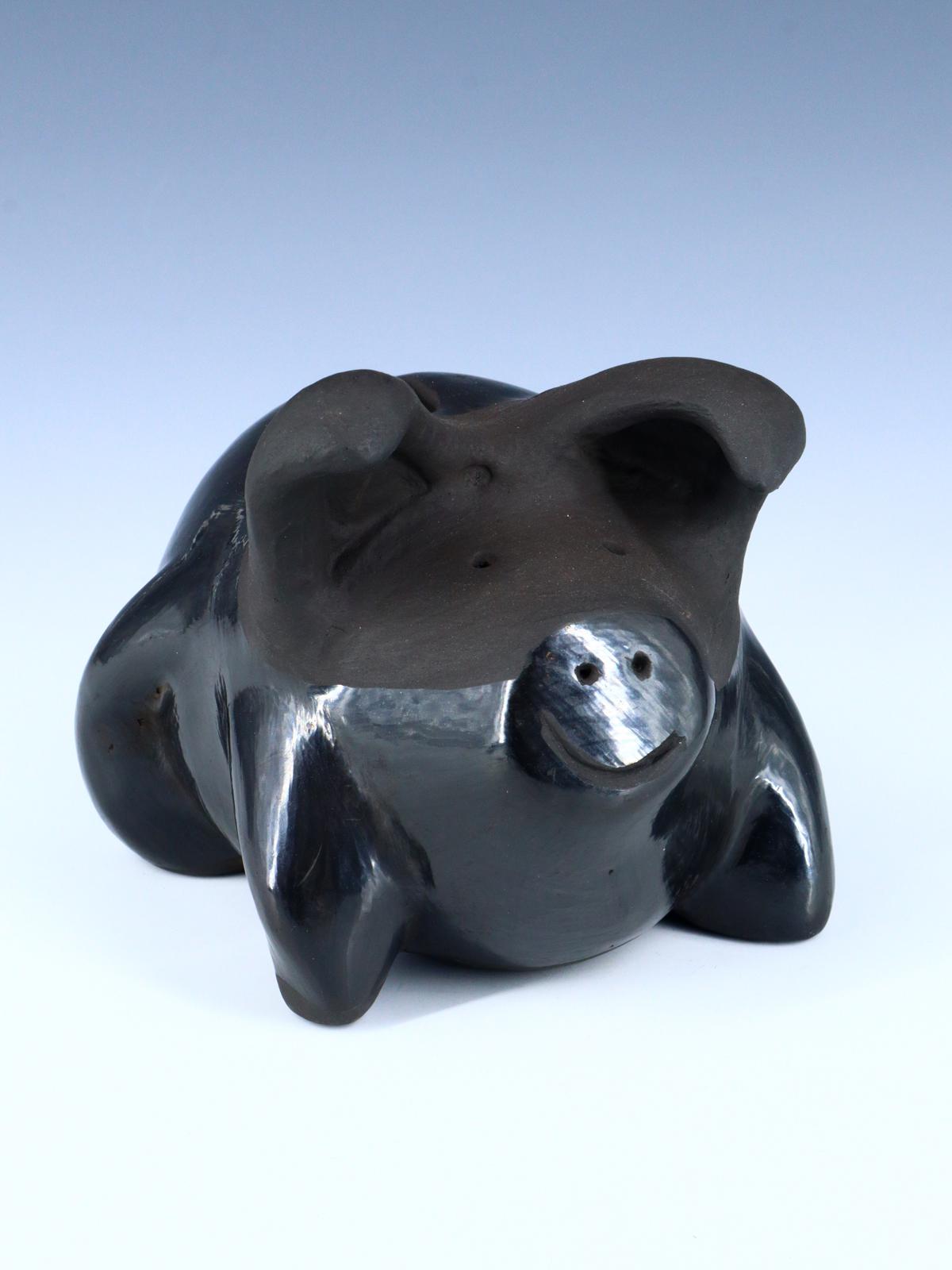Santa Clara Pueblo Black Pottery Pig Figurine