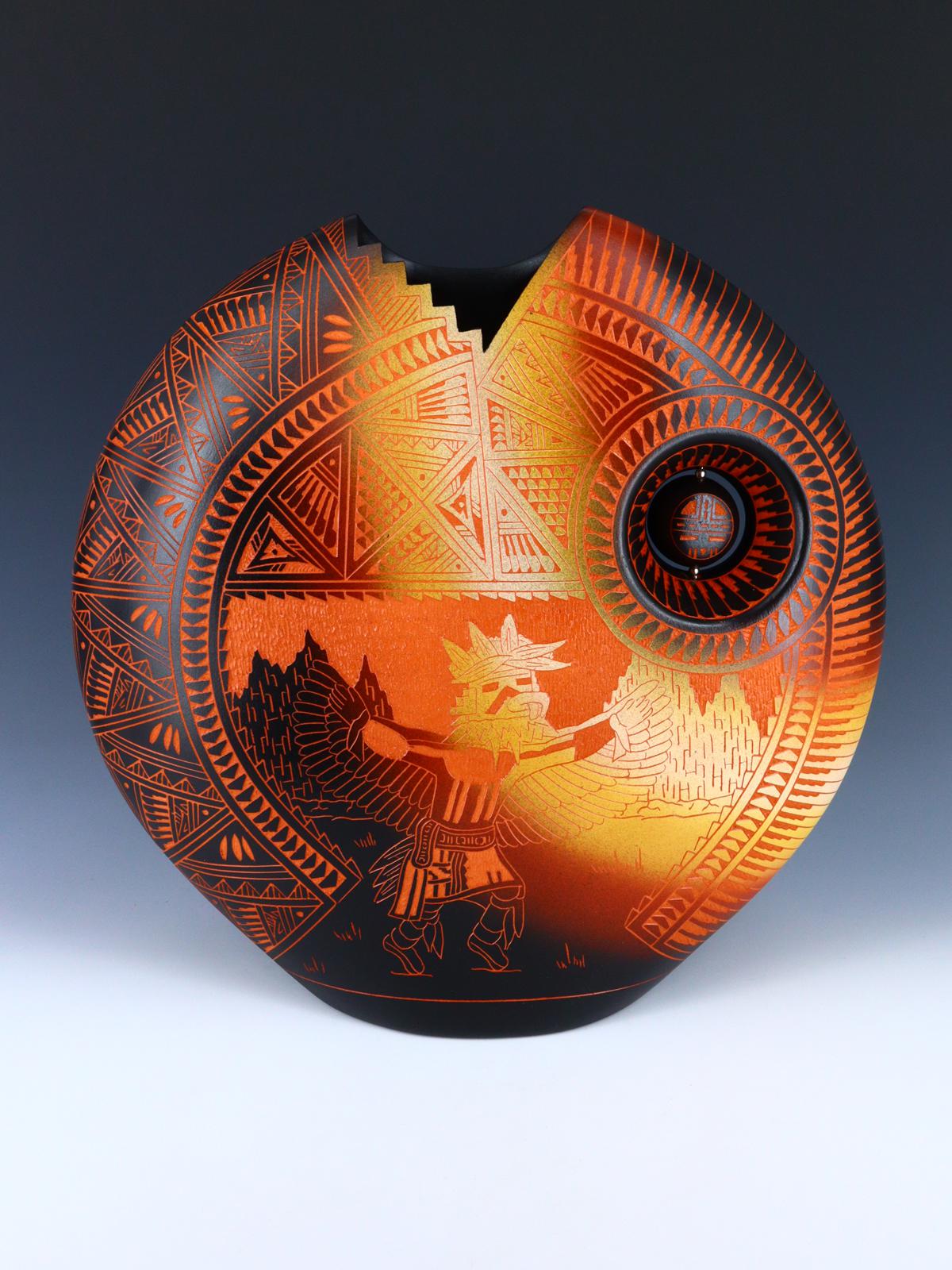 Acoma Pueblo Etched Eagle Dancer Pillow Pot