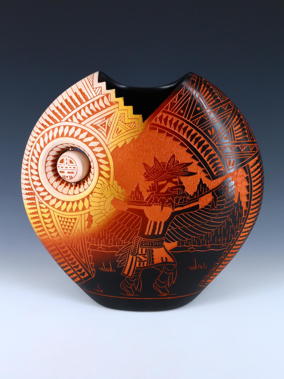 Pot d’oreiller danseur d’aigle gravé Acoma Pueblo