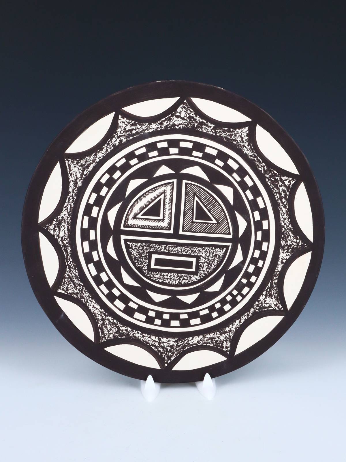Acoma Pueblo Style Painted Sunface Design Plate - PuebloDirect.com