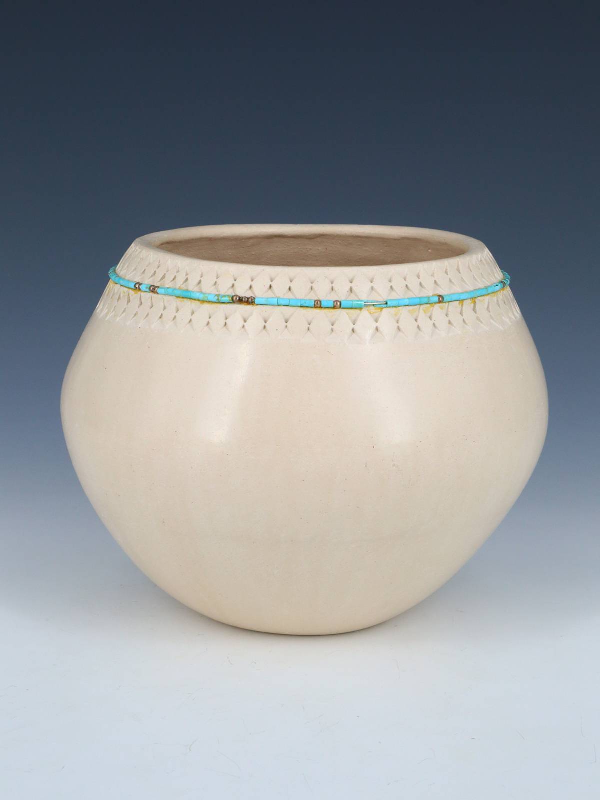 Isleta Pueblo Inlaid and Incised Hand Coiled Pottery - PuebloDirect.com