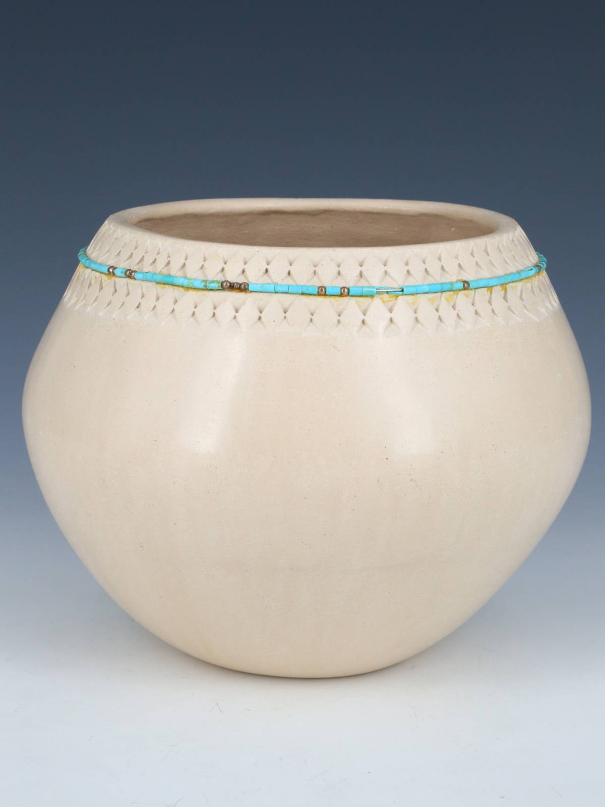 Isleta Pueblo Inlaid and Incised Hand Coiled Pottery - PuebloDirect.com