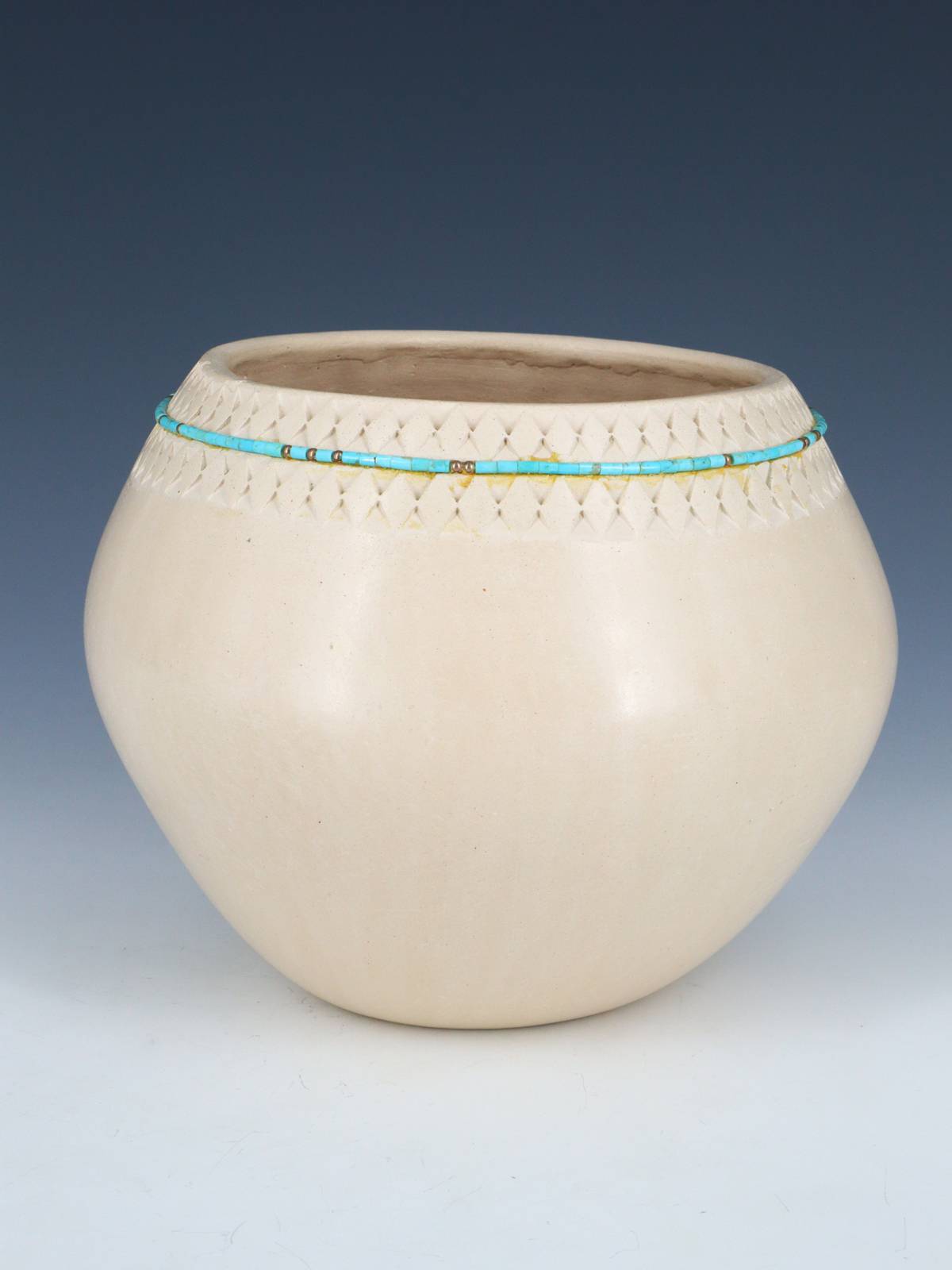 Isleta Pueblo Inlaid and Incised Hand Coiled Pottery - PuebloDirect.com