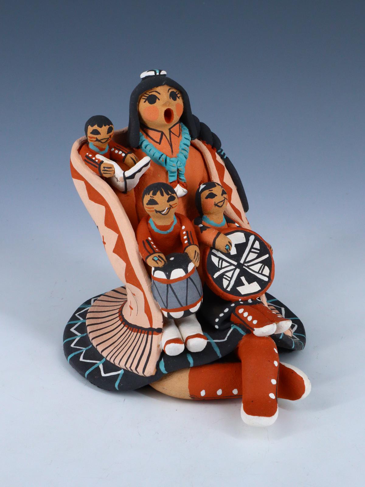 Jemez Pueblo Pottery Three Baby Storyteller - PuebloDirect.com