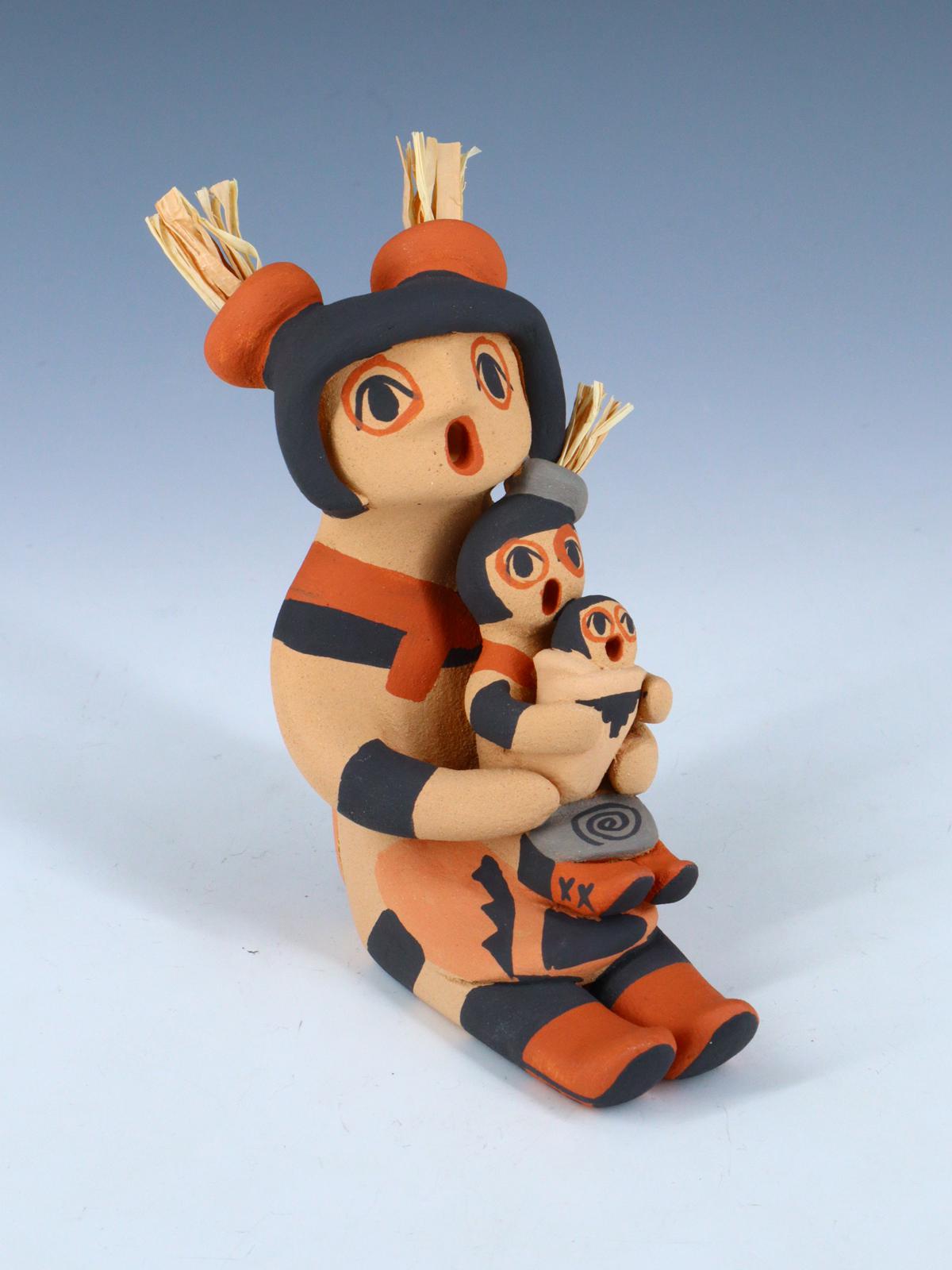 Jemez Pueblo Pottery Two Baby Storyteller - PuebloDirect.com