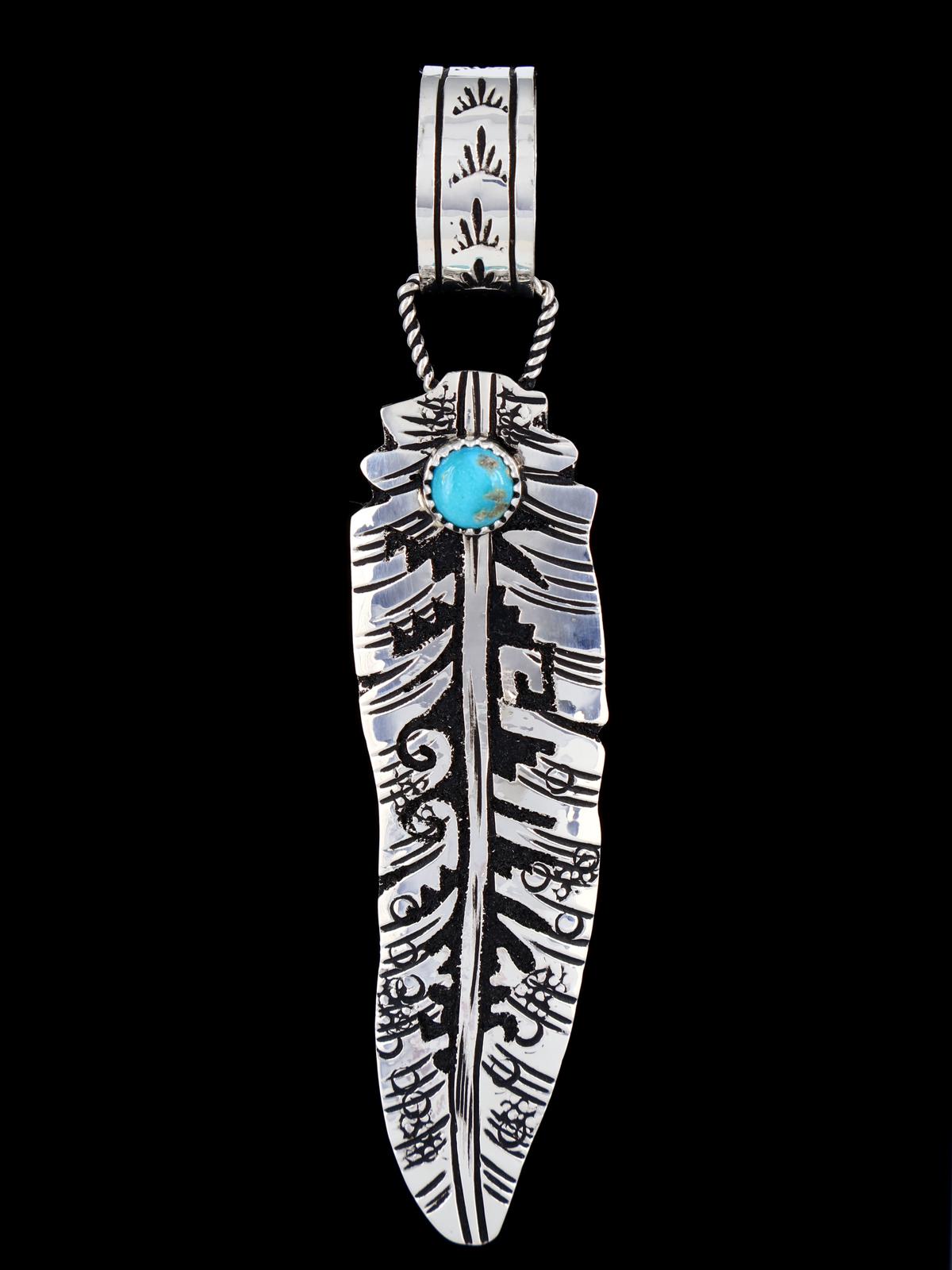 Large Native American Sterling Silver Overlay Leaf Pendant