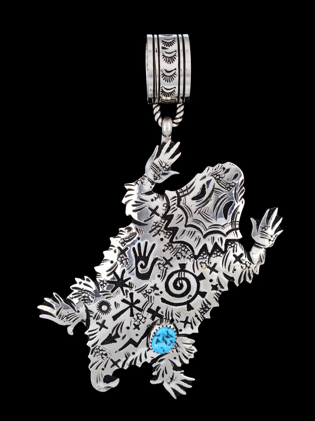 Native American Sterling Silver Overlay Horned Toad Pendant