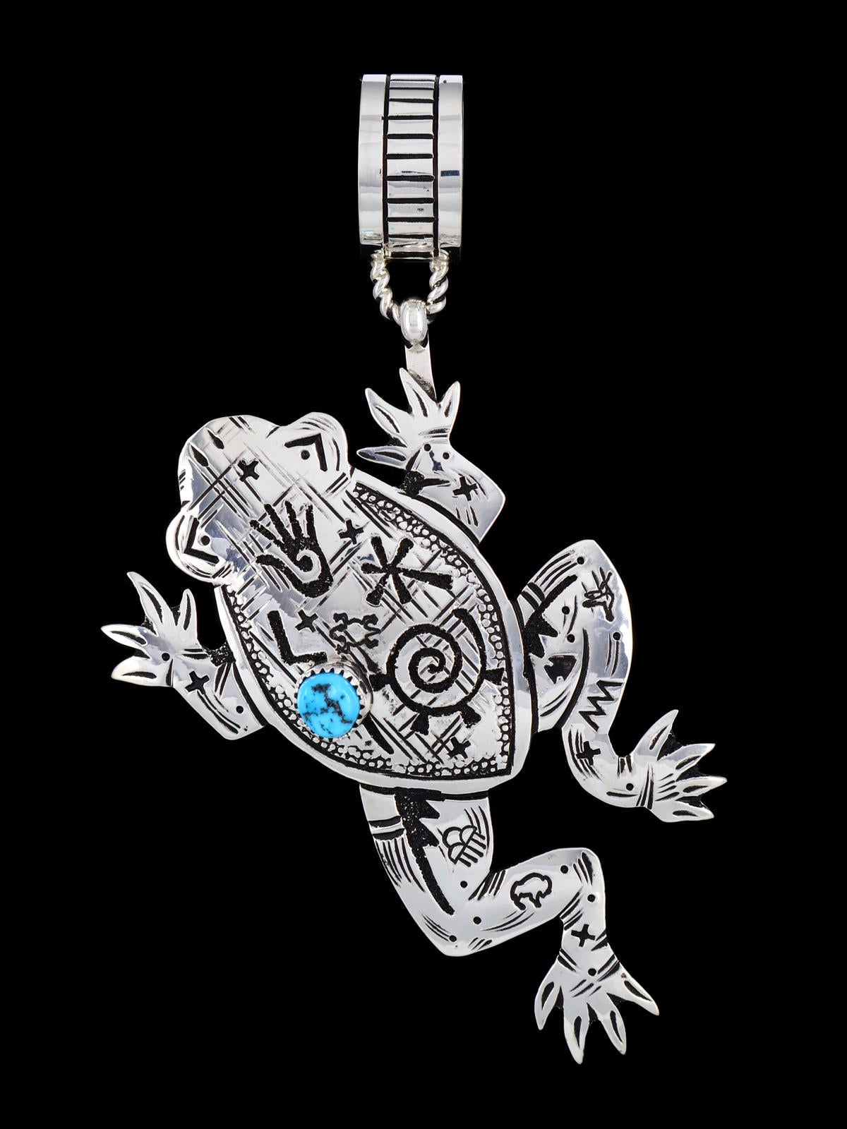 Native American Sterling Silver Overlay Frog Pendant