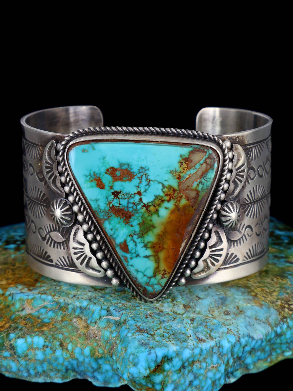 Native American Sterling Silver Royston Turquoise Bracelet - PuebloDirect.com