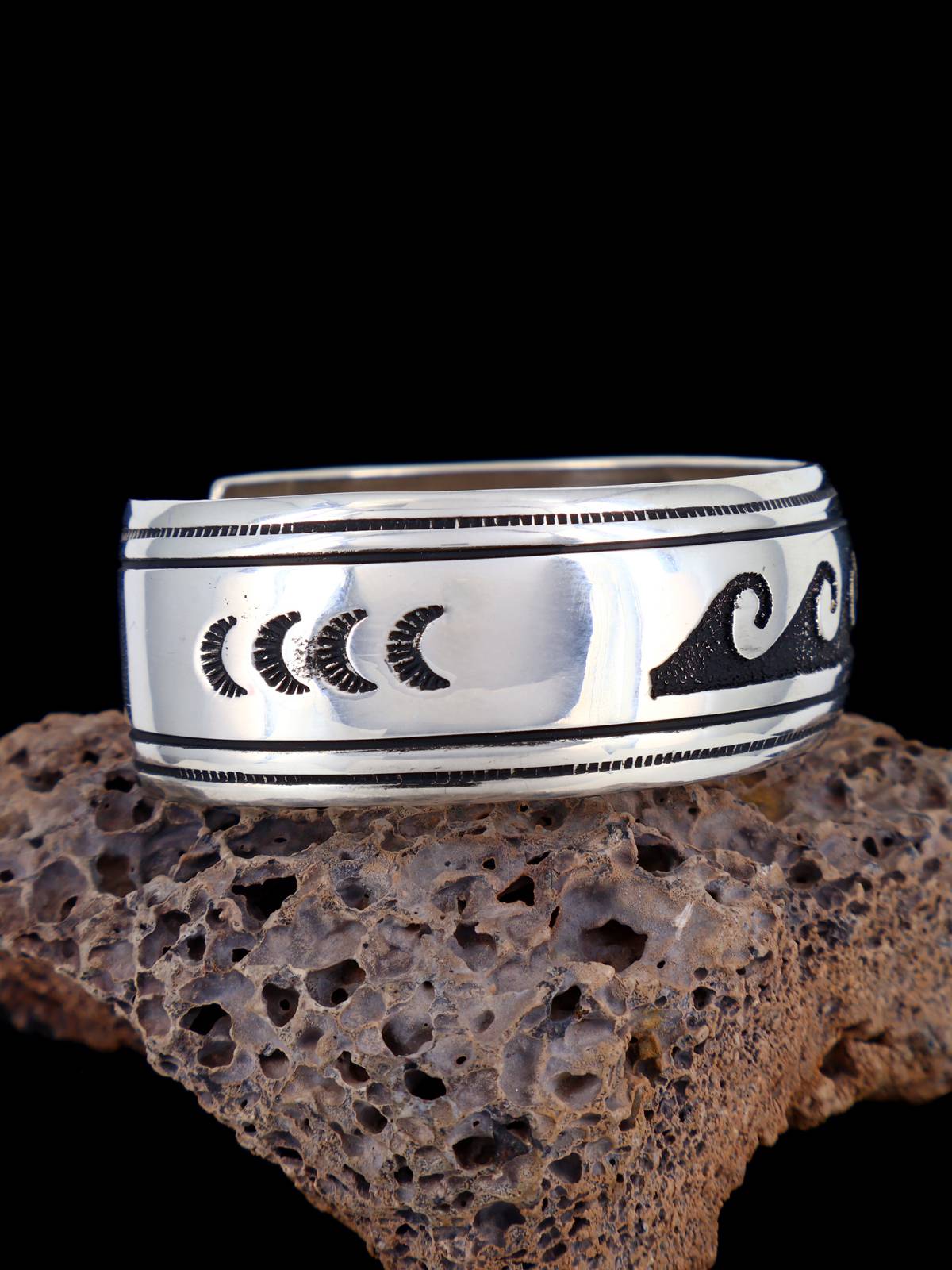 Bracelet de manchette superposé en argent sterling amérindien