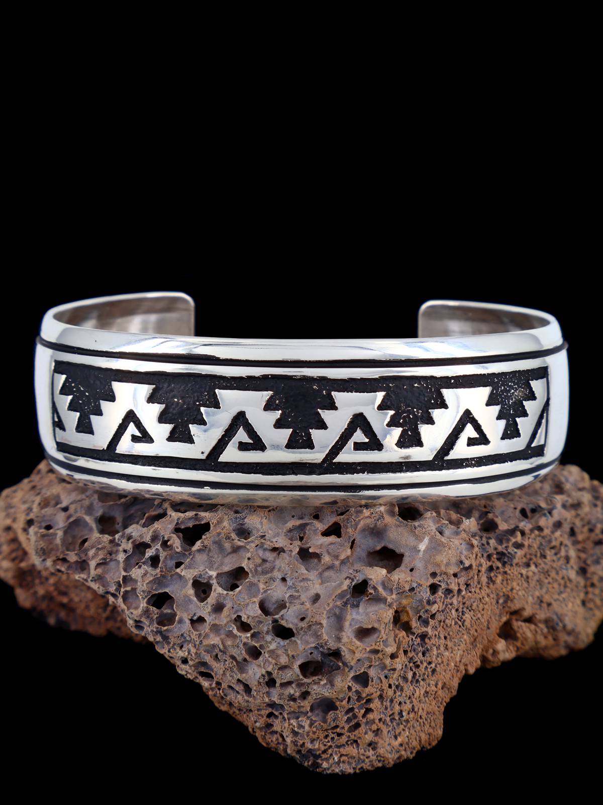 Native American Sterling Silver Overlay Cuff Bracelet