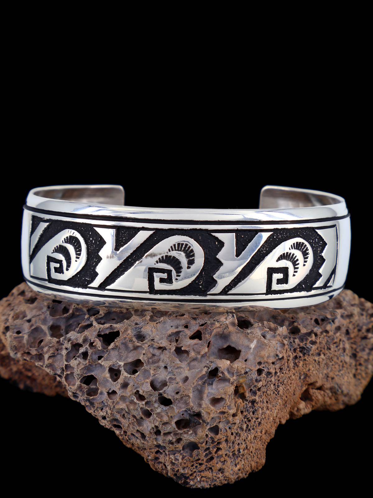 Native American Sterling Silver Overlay Cuff Bracelet