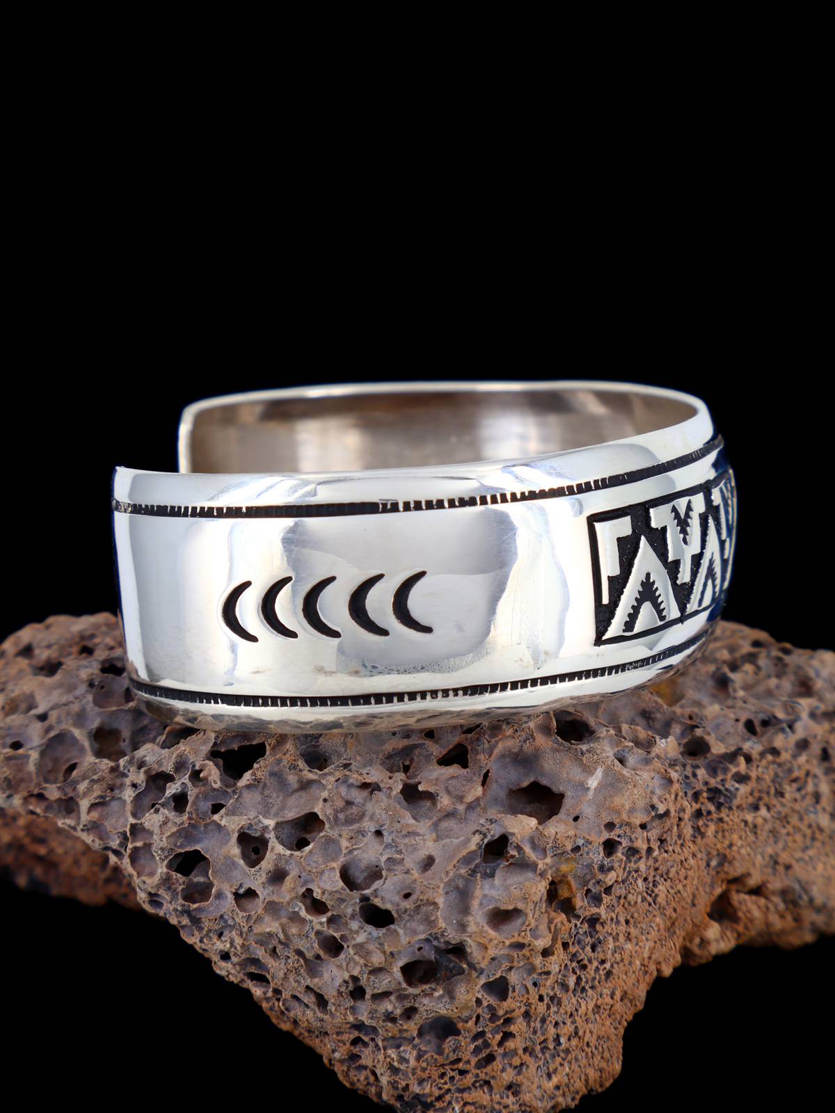 Native American Sterling Silver Overlay Cuff Bracelet