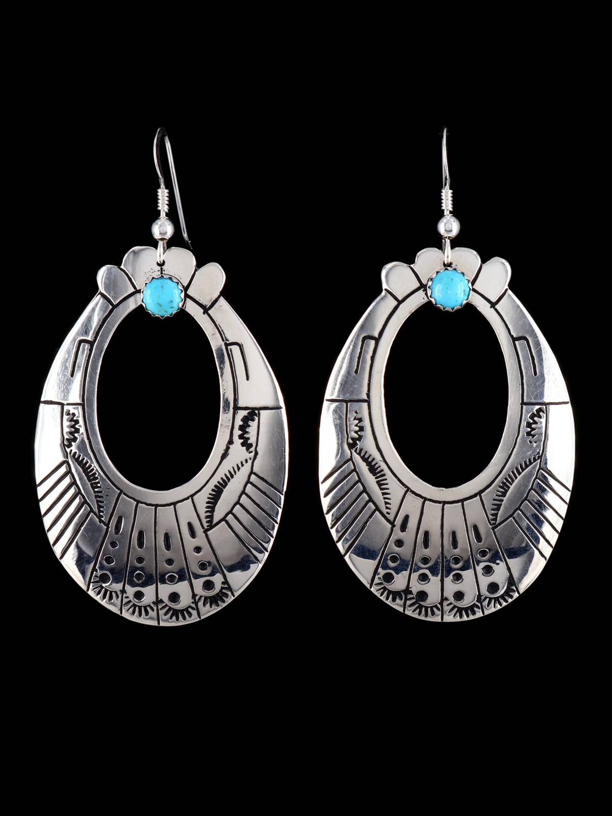 Navajo Sterling Silver and Turquoise Overlay Earrings