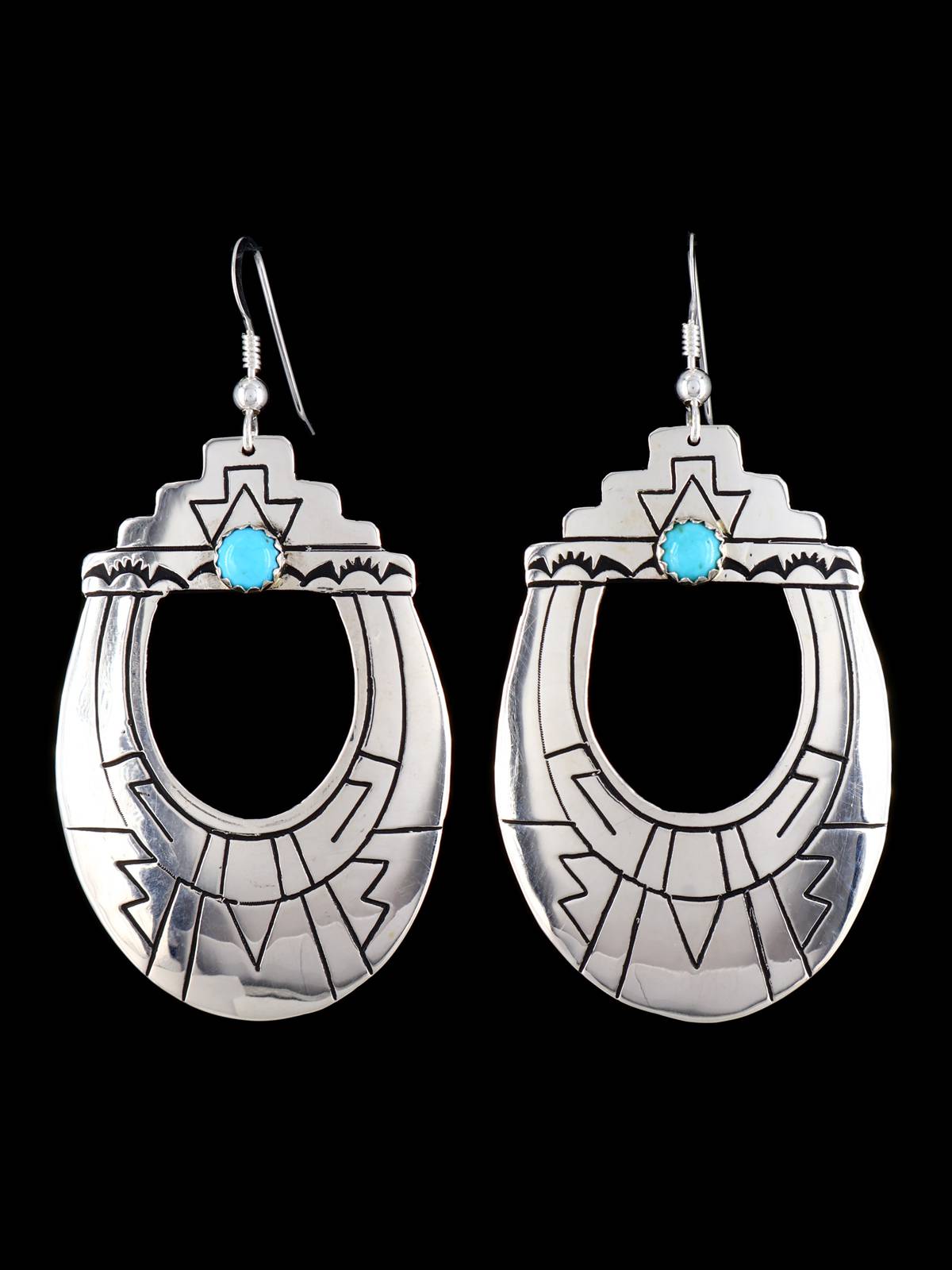 Navajo Sterling Silver and Turquoise Overlay Earrings