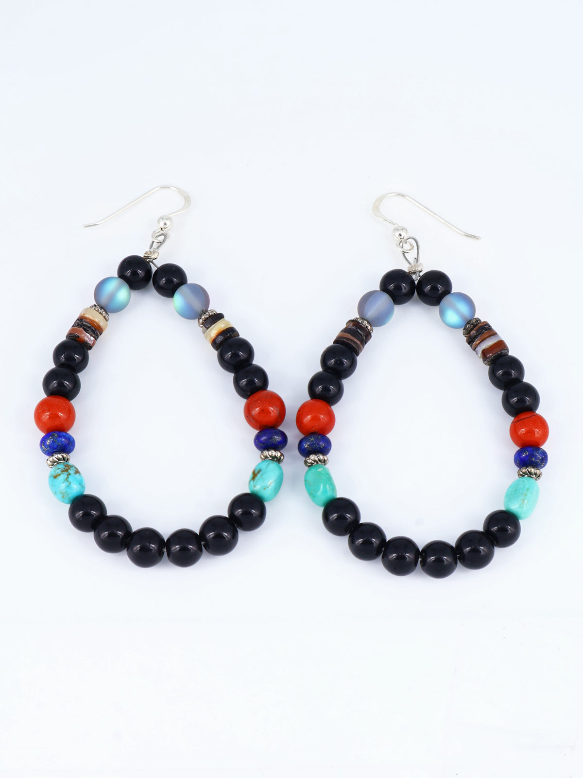 Navajo Black Onyx Beaded Dangle Earrings