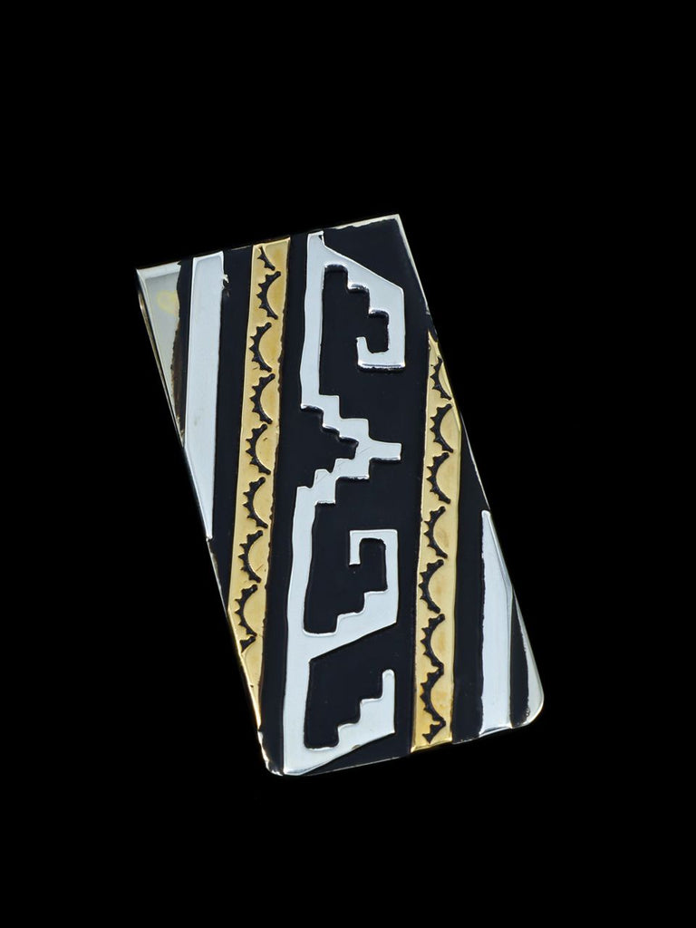 Native American Sterling Silver and Gold Overlay Money Clip - PuebloDirect.com
