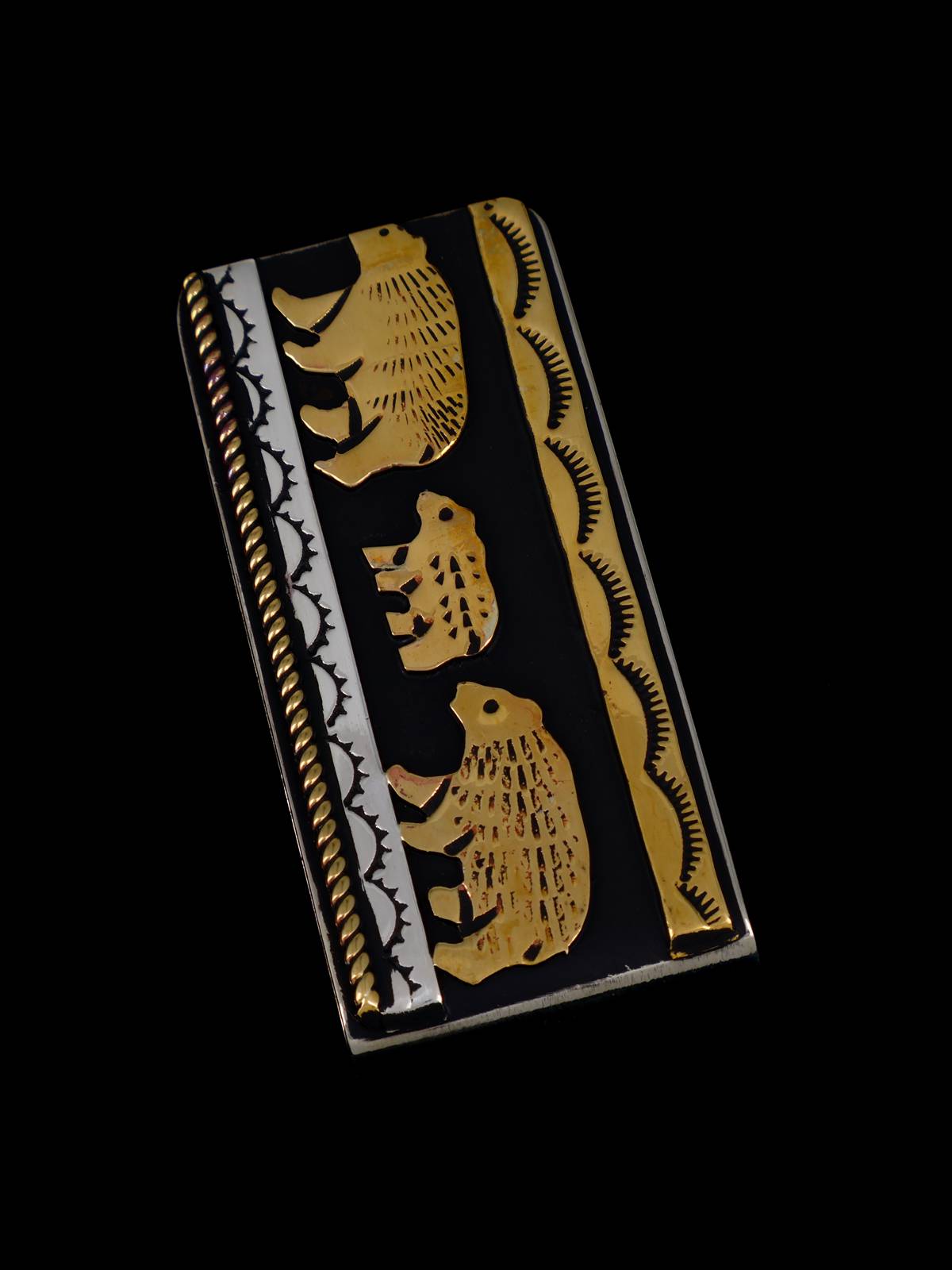 Native American Sterling Silver and Gold Overlay Money Clip