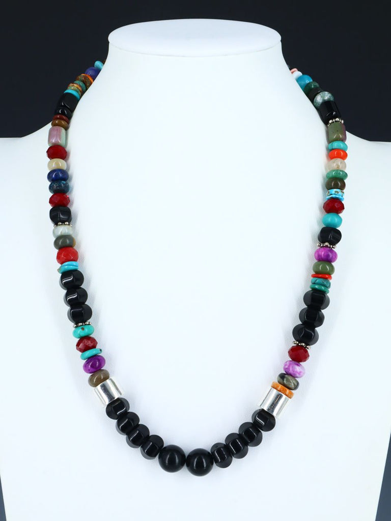 22" Onyx Large Single Strand Beaded Necklace - PuebloDirect.com