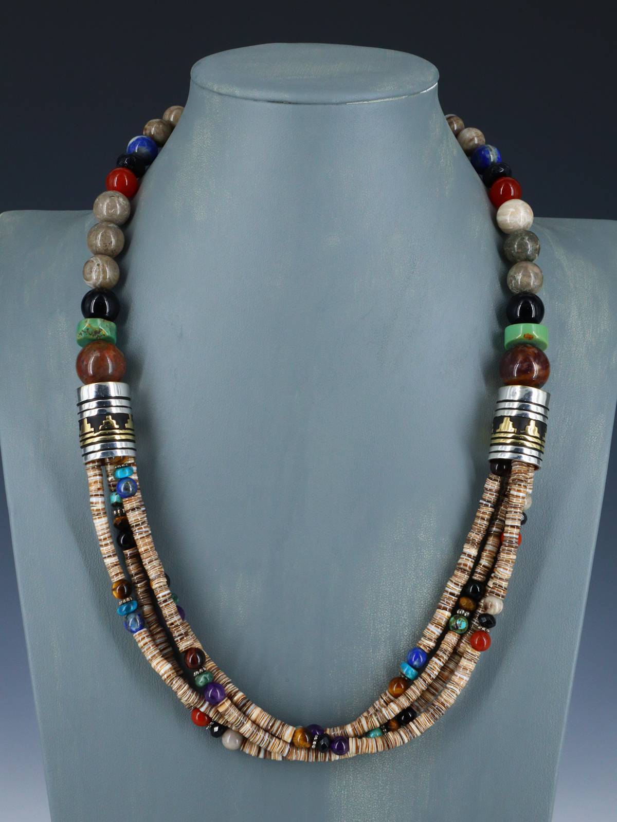 24" Navajo Shell Heishi Multi Strand Beaded Necklace - PuebloDirect.com