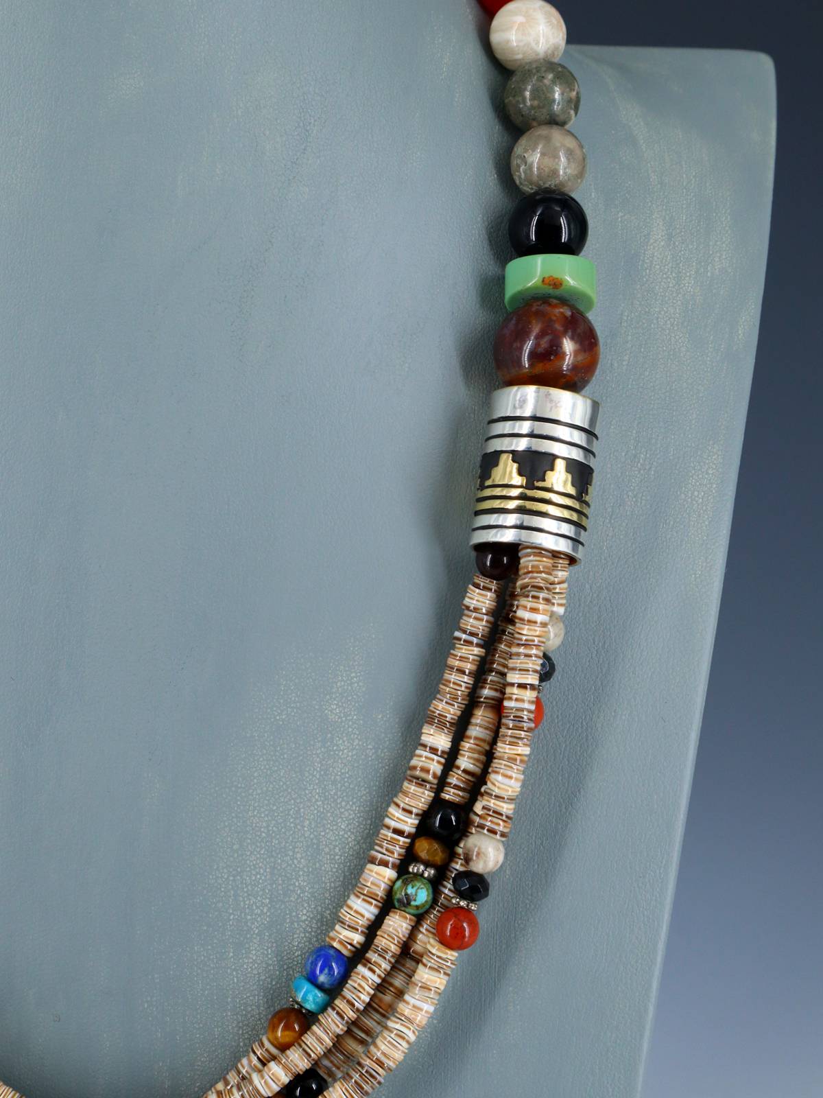 24" Navajo Shell Heishi Multi Strand Beaded Necklace - PuebloDirect.com
