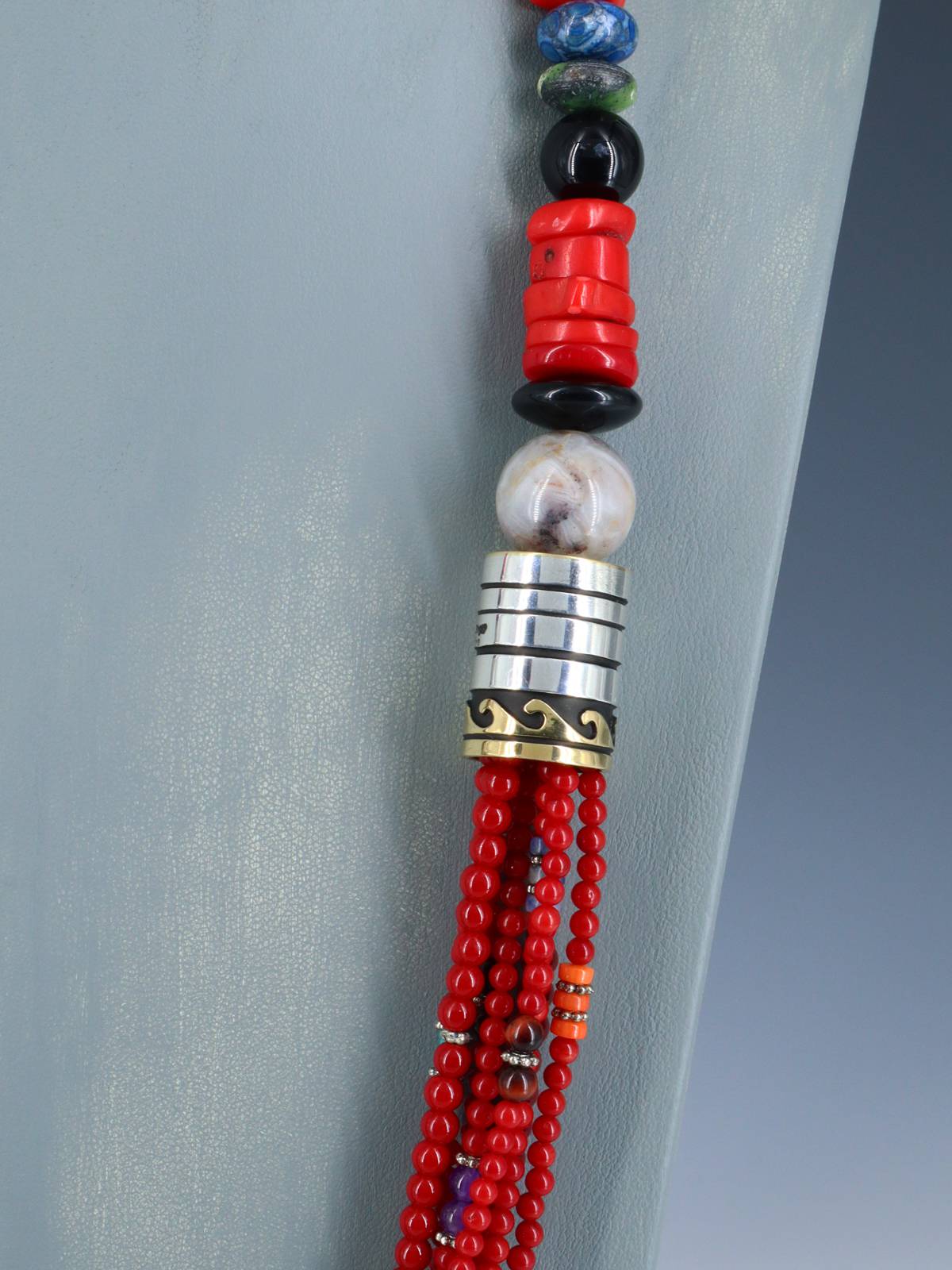 30" Navajo Dyed Bamboo Coral Multi Strand Beaded Necklace - PuebloDirect.com