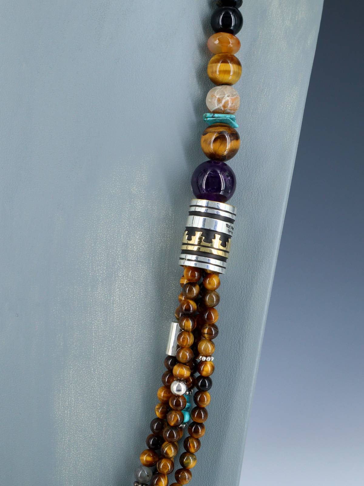 30" Navajo Tiger Eye Multi Strand Beaded Necklace - PuebloDirect.com