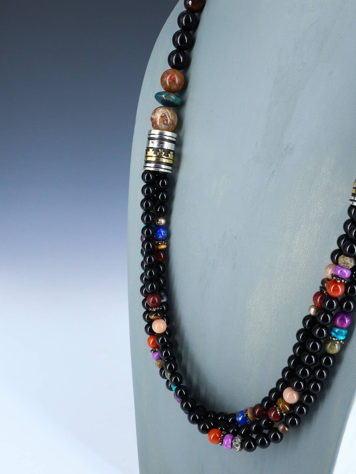 30" Navajo Black Marble Multi Strand Beaded Necklace - PuebloDirect.com