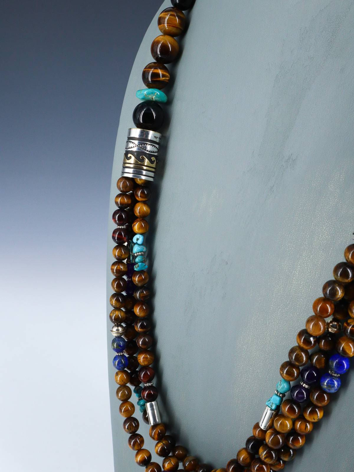 30" Navajo Tiger Eye Multi Strand Beaded Necklace - PuebloDirect.com