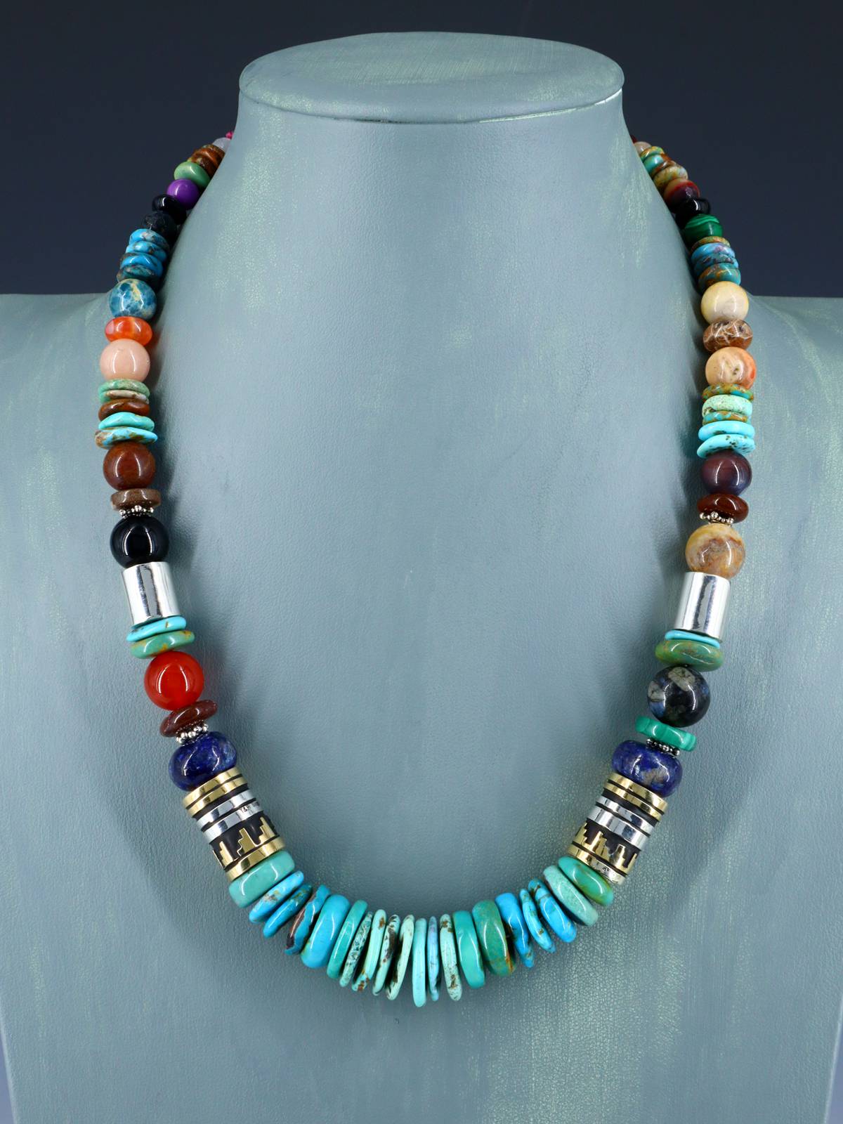 Navajo 21" Turquoise Large Single Strand Beaded Necklace - PuebloDirect.com