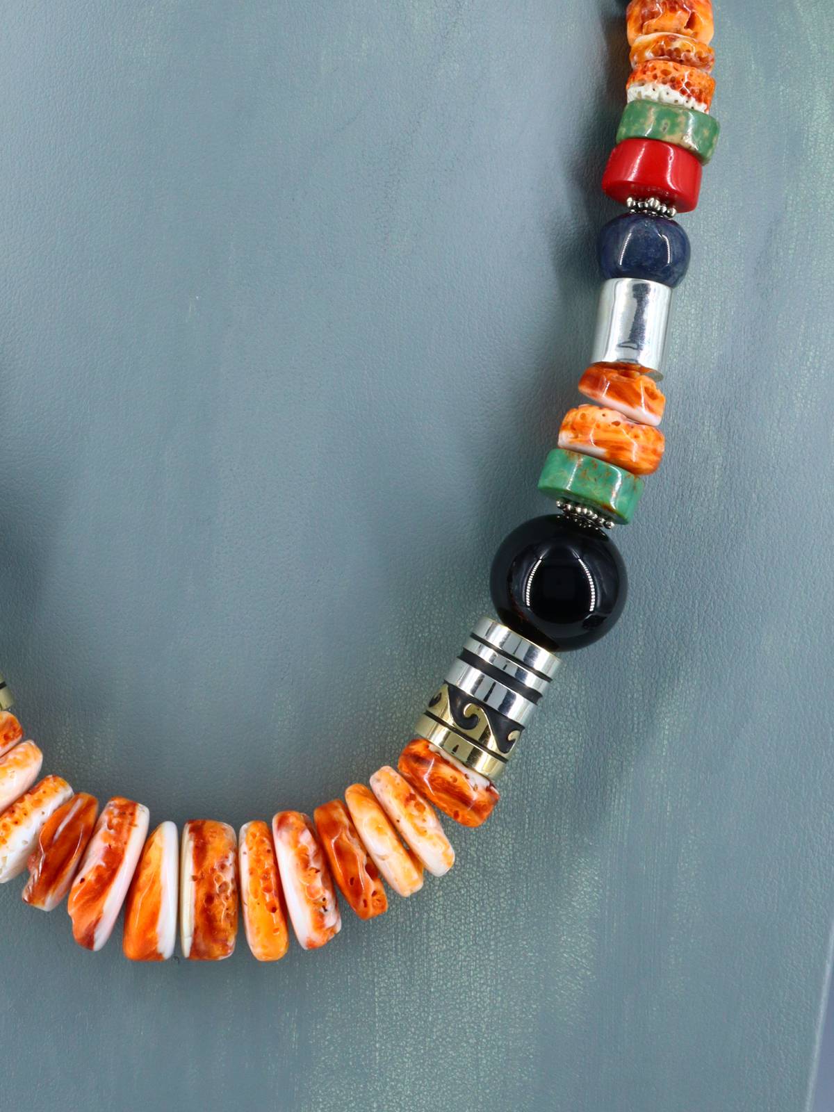 Navajo 21" Spiny Oyster Large Single Strand Beaded Necklace - PuebloDirect.com