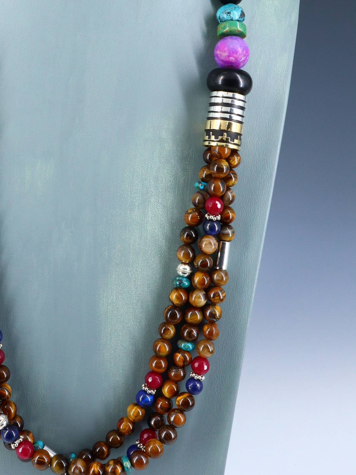 30" Navajo Tiger Eye Multi Strand Beaded Necklace - PuebloDirect.com