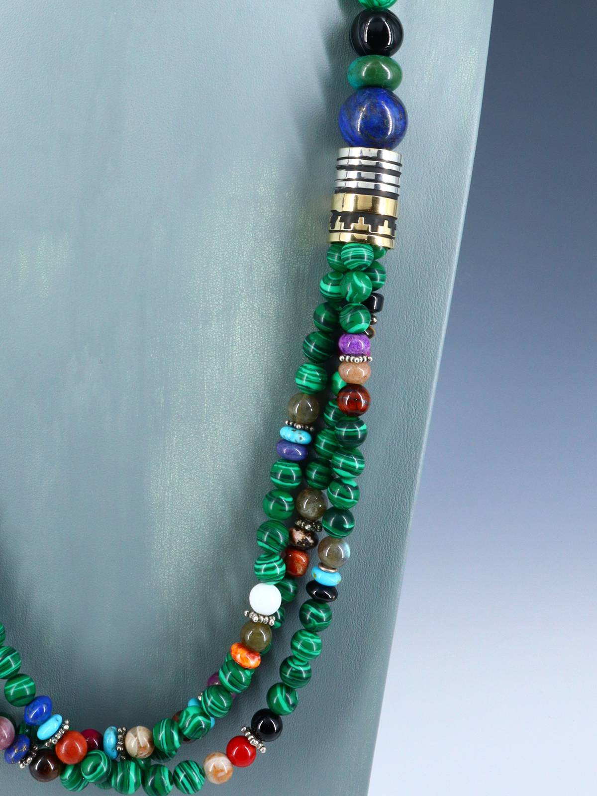 30" Navajo Malachite Multi Strand Beaded Necklace - PuebloDirect.com