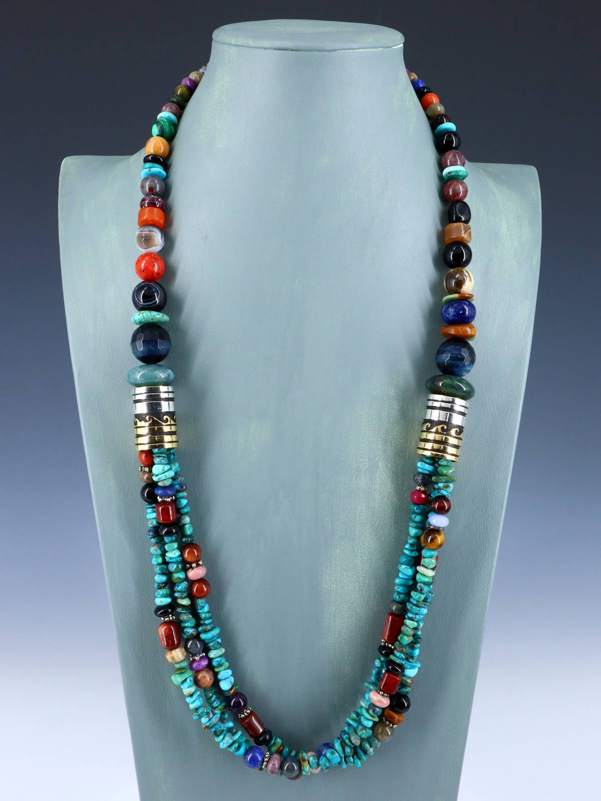 30" Navajo Turquoise Multi Strand Beaded Necklace - PuebloDirect.com