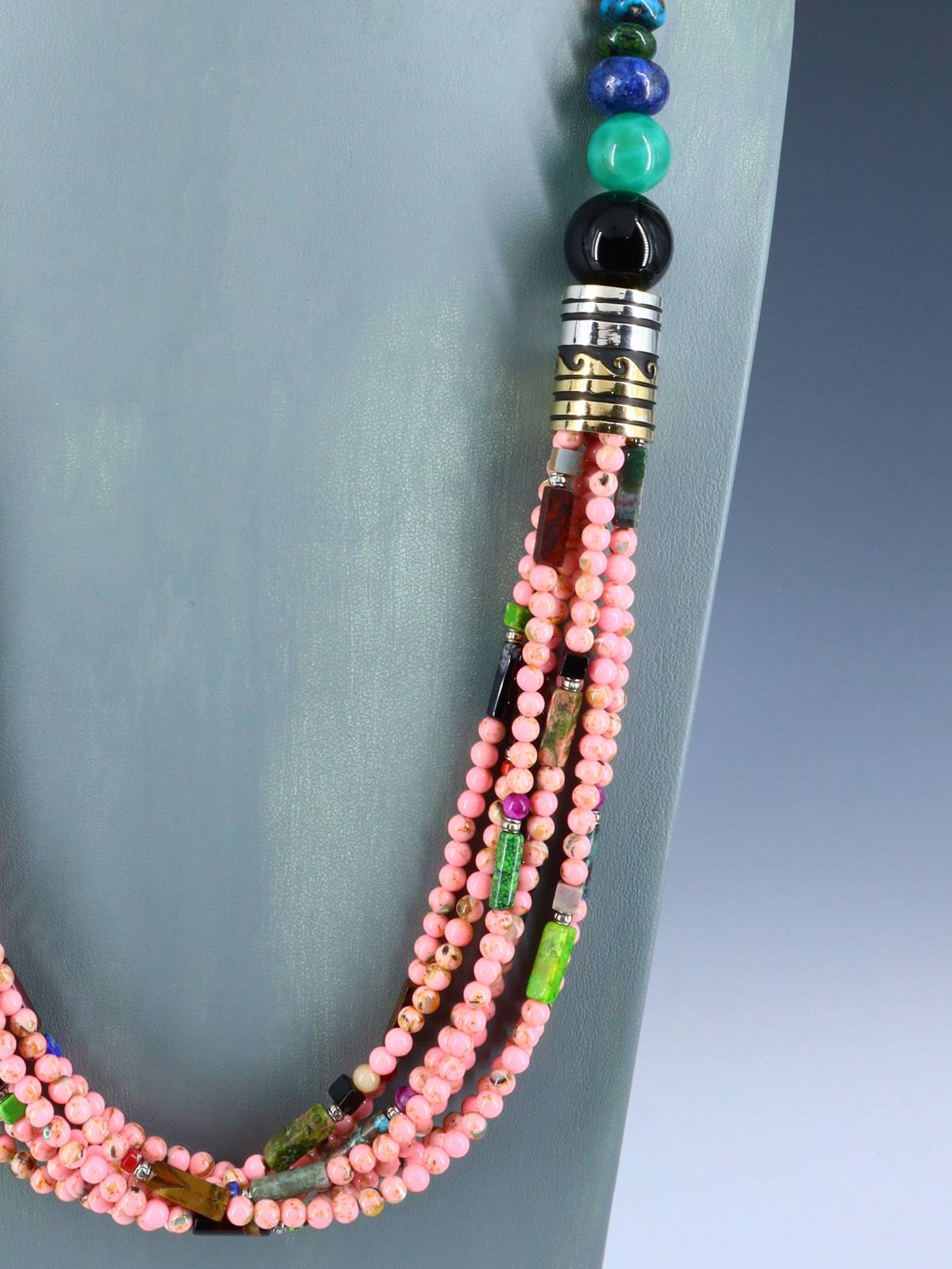 30" Navajo Pink Coral Multi Strand Beaded Necklace - PuebloDirect.com