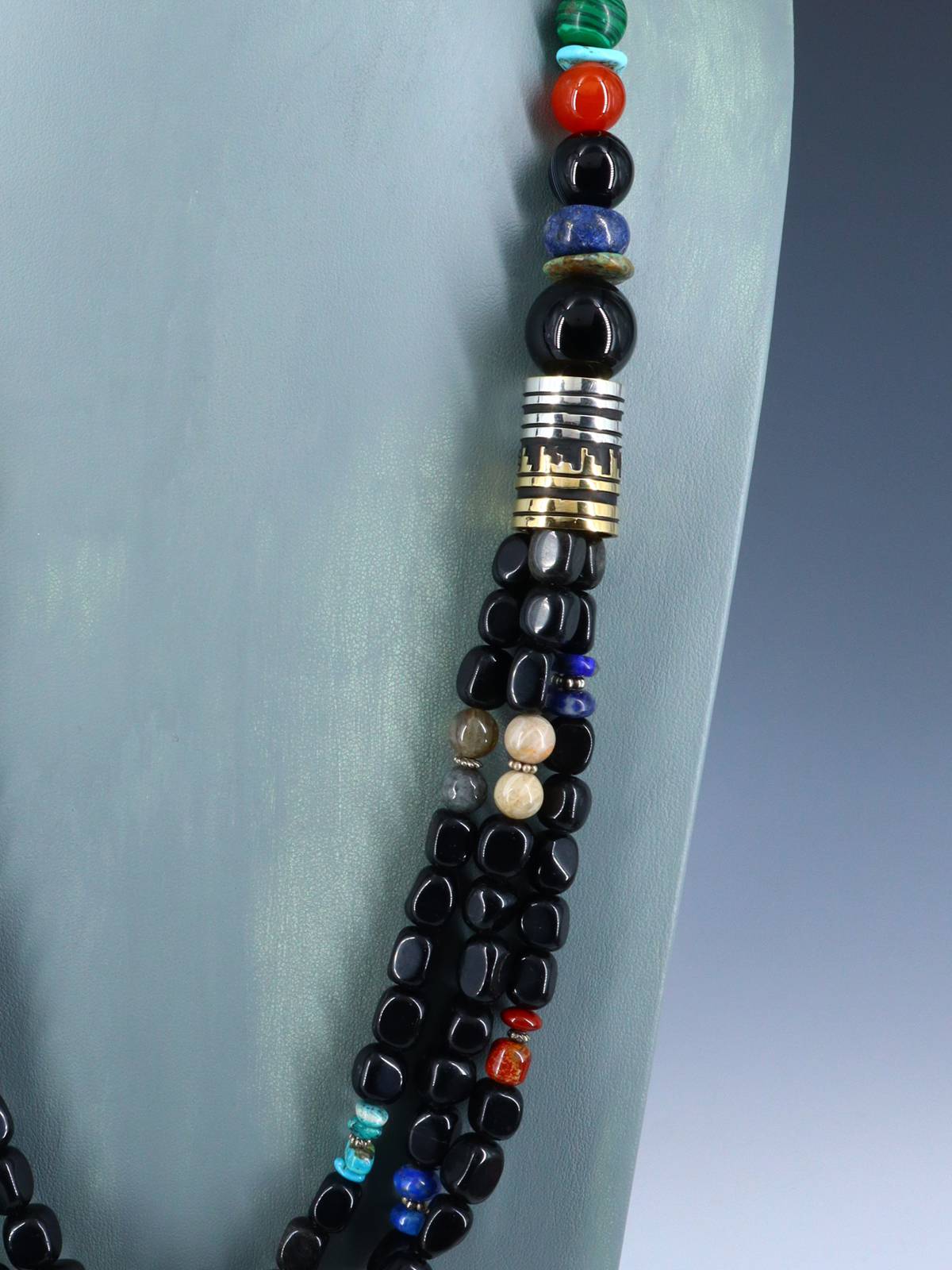 30" Navajo Onyx Multi Strand Beaded Necklace - PuebloDirect.com