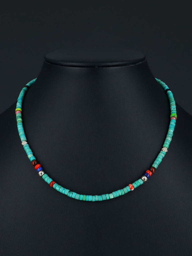 Navajo 16" Turquoise Single Strand Bead Necklace - PuebloDirect.com