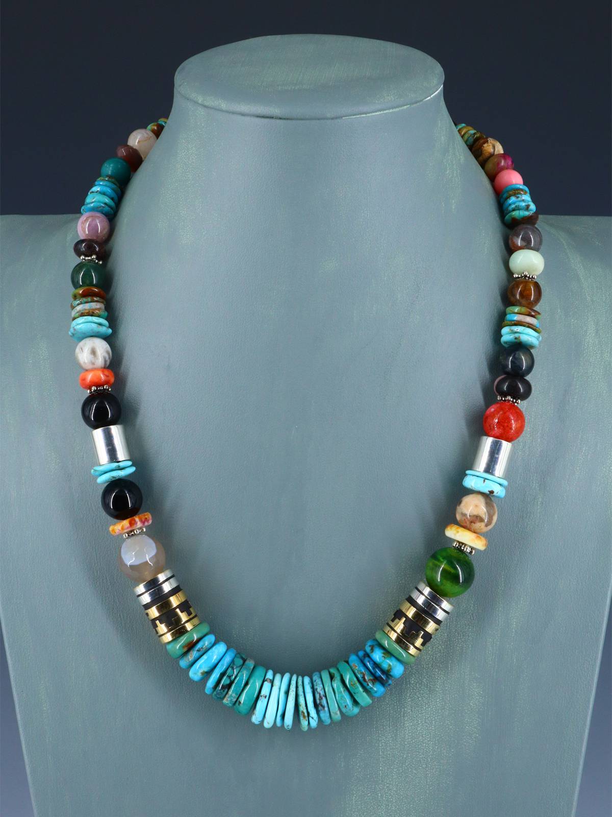 Navajo 21" Turquoise Large Single Strand Beaded Necklace - PuebloDirect.com
