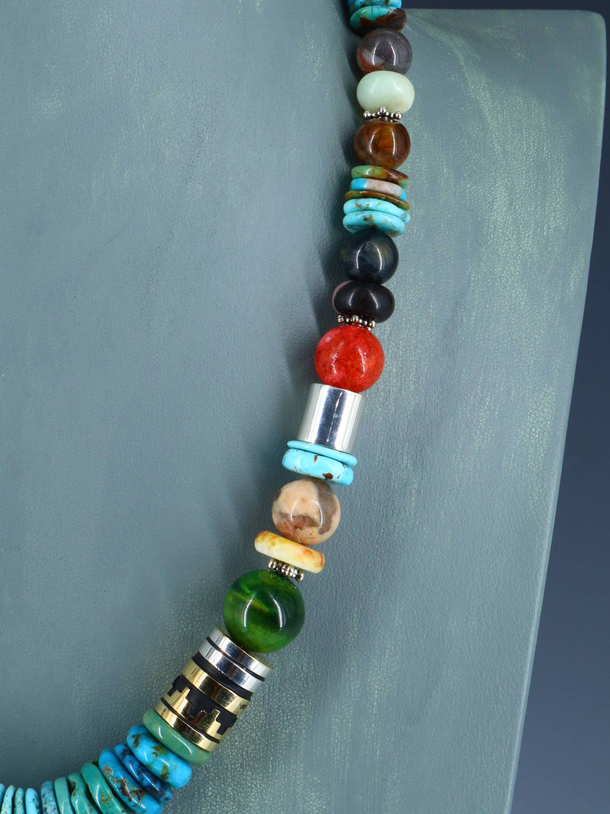 Navajo 21" Turquoise Large Single Strand Beaded Necklace - PuebloDirect.com