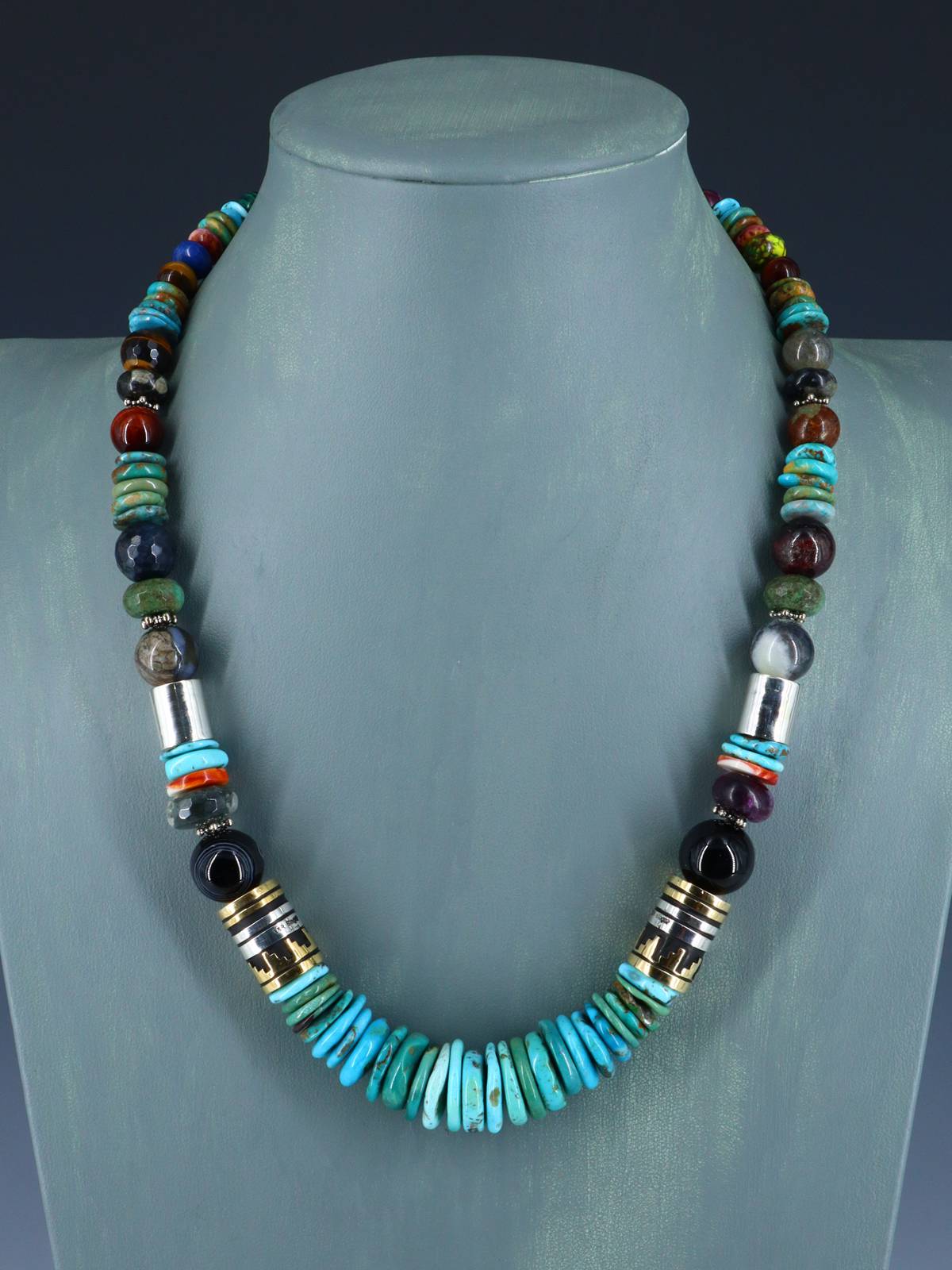 Navajo 21" Turquoise Large Single Strand Beaded Necklace - PuebloDirect.com