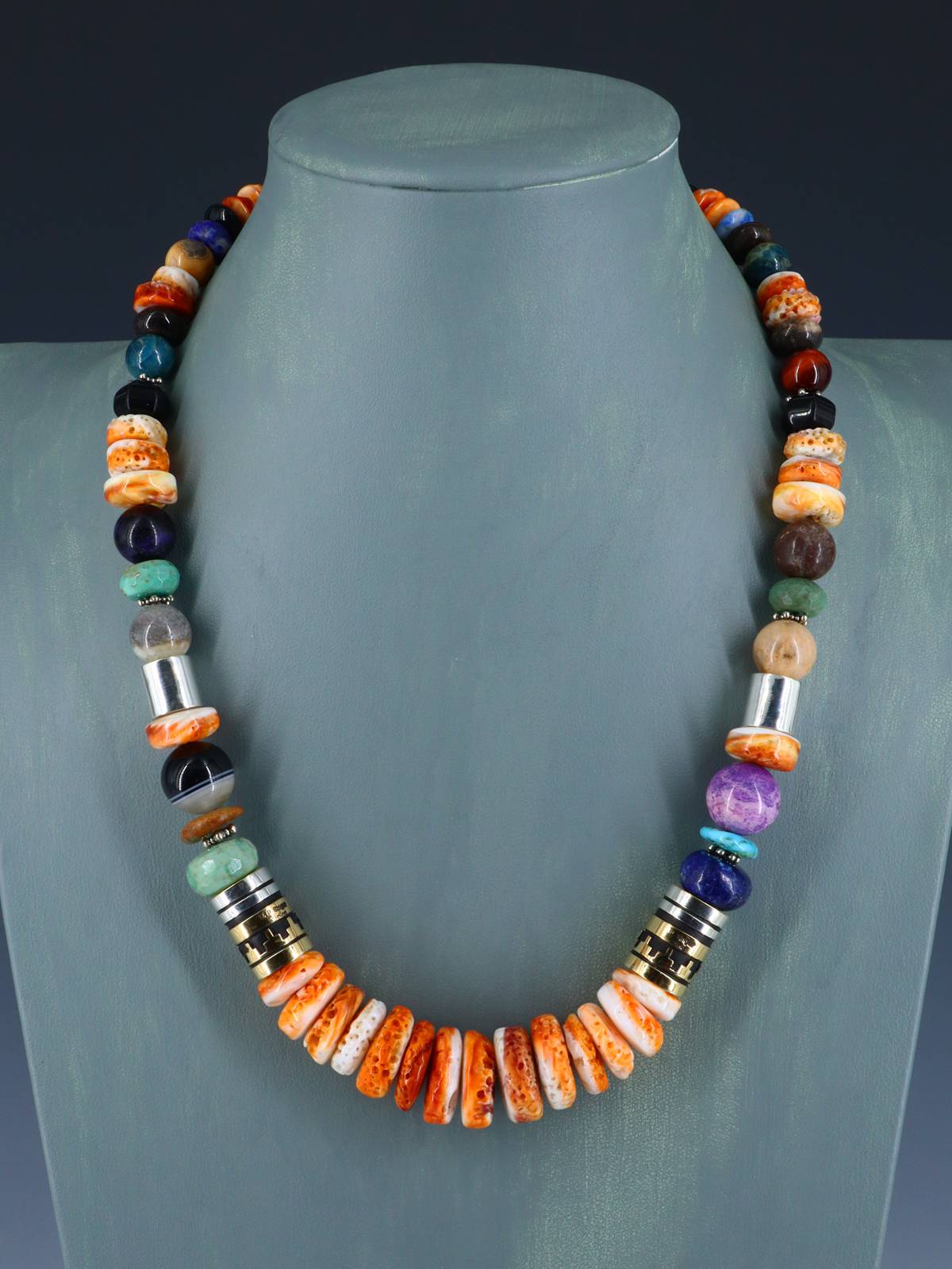 Navajo 21" Spiny Oyster Large Single Strand Beaded Necklace - PuebloDirect.com
