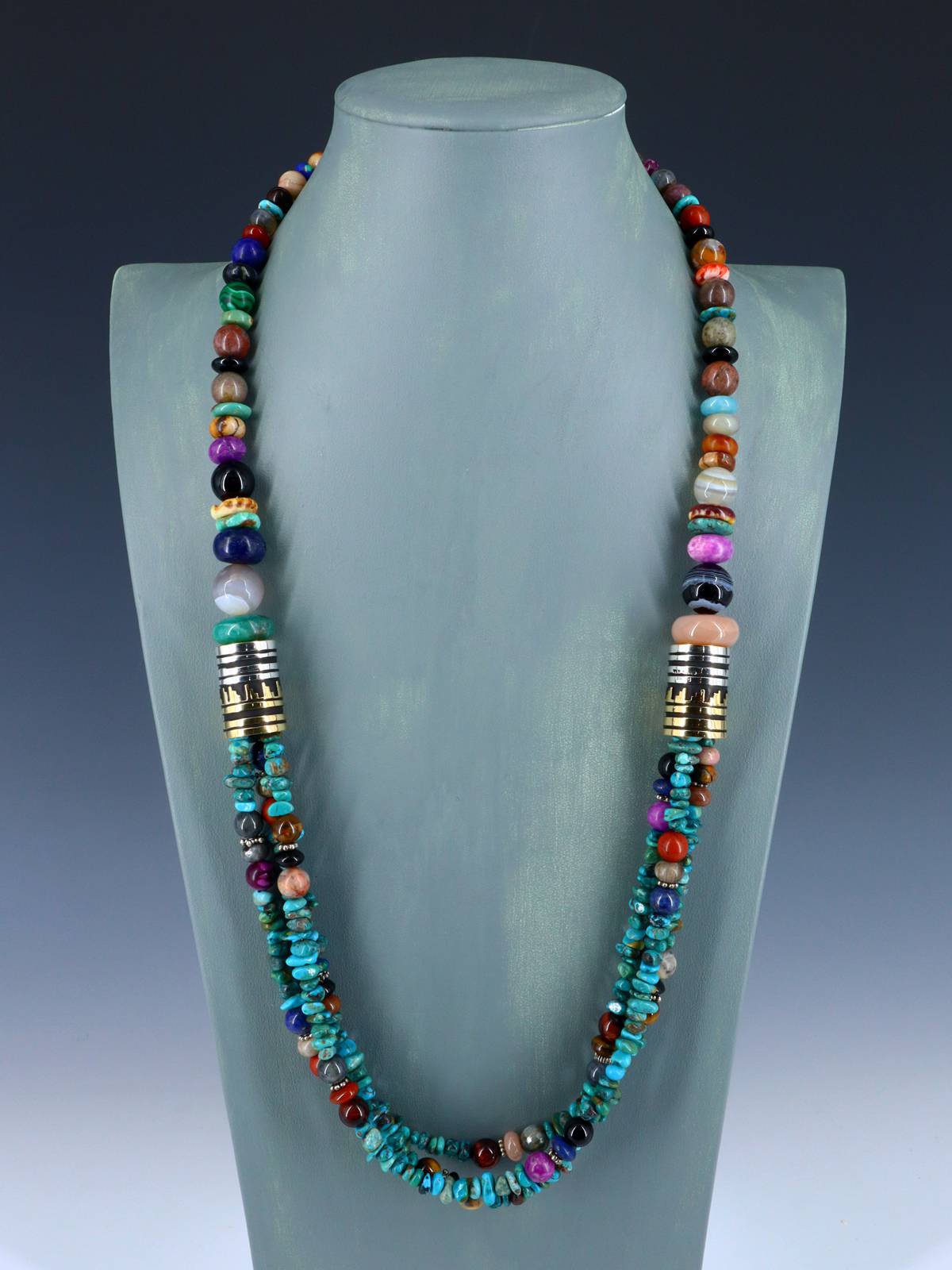 30" Navajo Turquoise Multi Strand Beaded Necklace - PuebloDirect.com