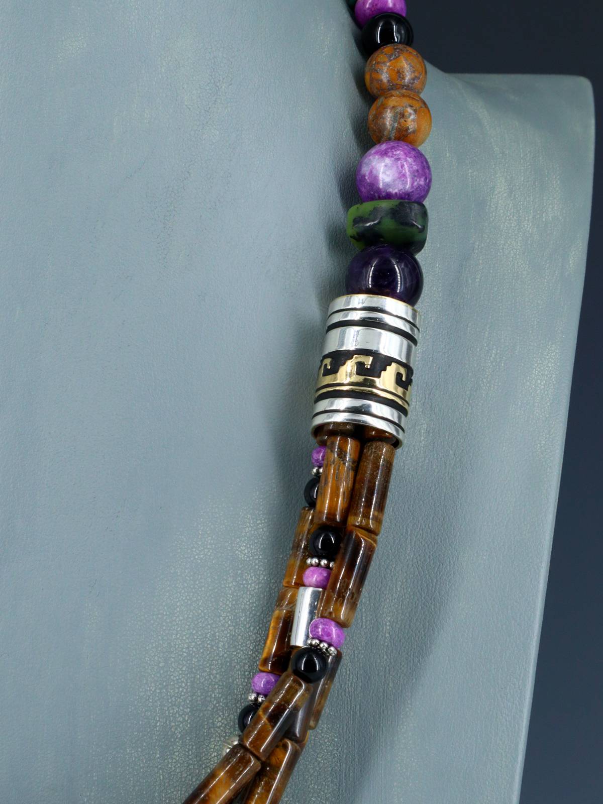 24" Navajo Tiger Eye Multi Strand Beaded Necklace - PuebloDirect.com