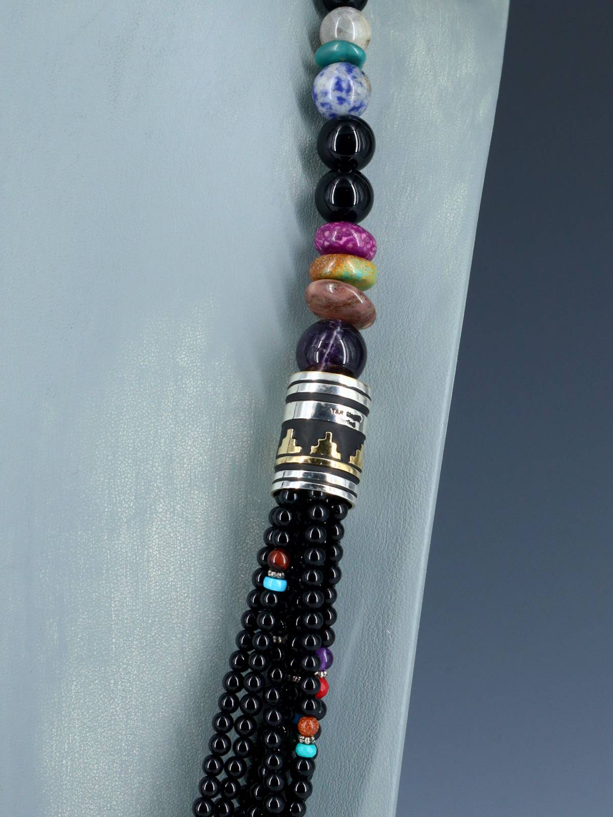 30" Navajo Black Marble Multi Strand Beaded Necklace - PuebloDirect.com