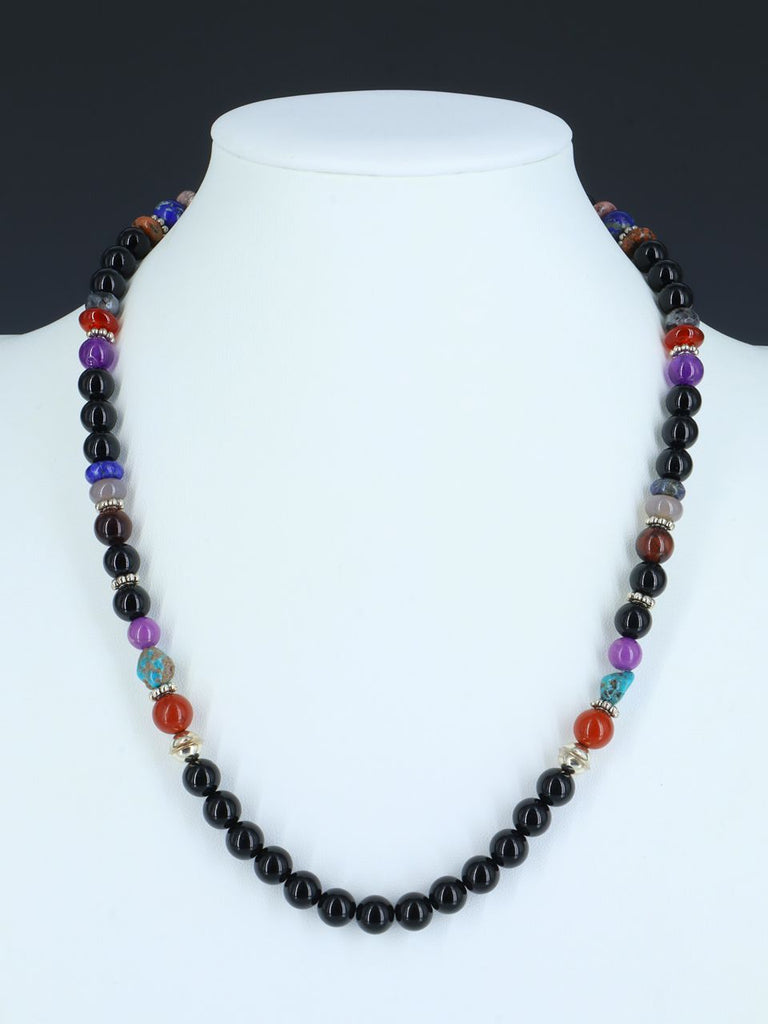 20" Navajo Black Onyx Single Strand Beaded Necklace - PuebloDirect.com