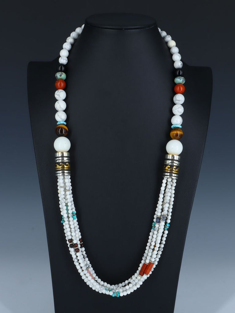 30" Navajo White Marble Multi Strand Beaded Necklace - PuebloDirect.com