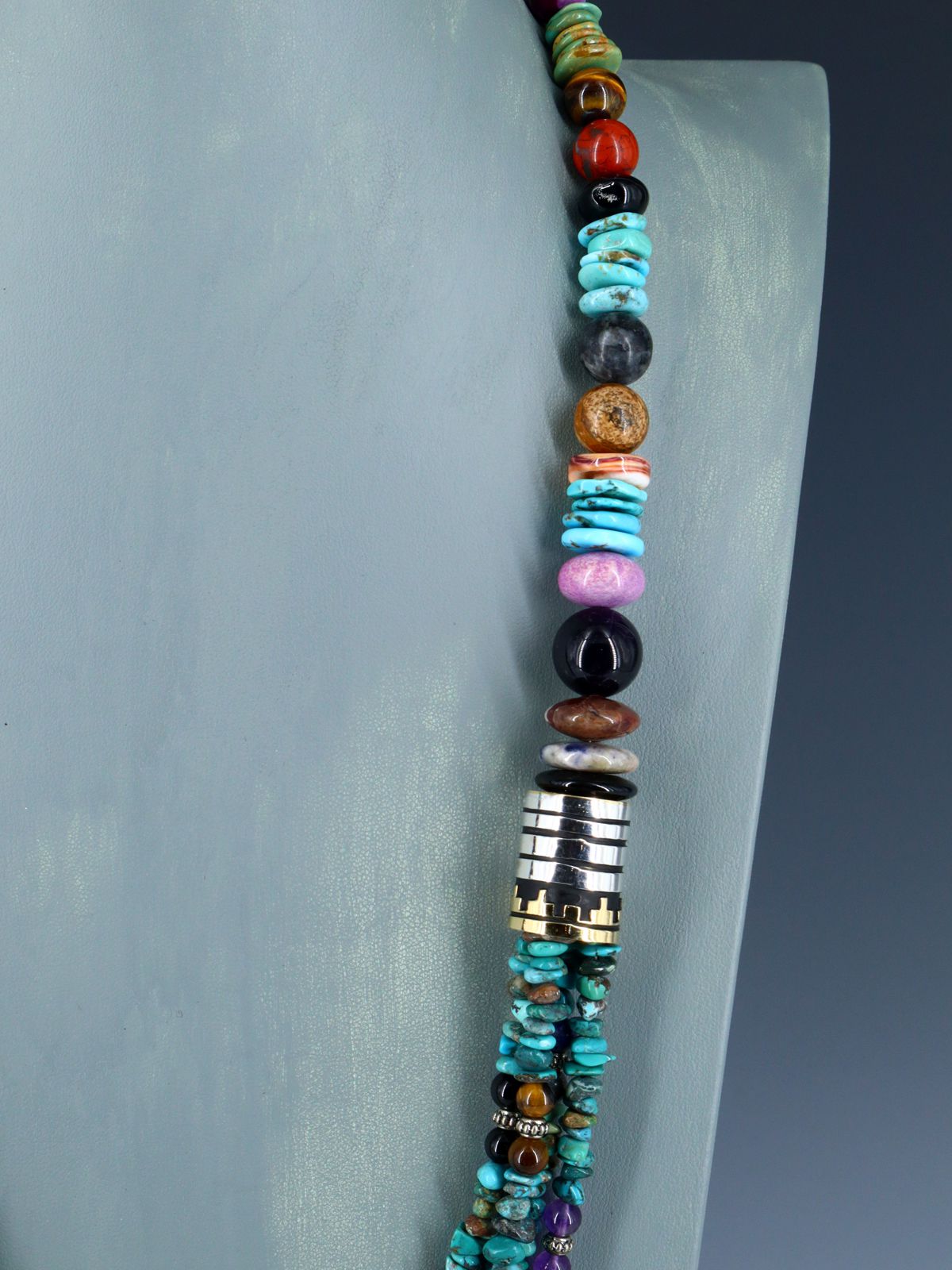 30" Navajo Turquoise Multi Strand Beaded Necklace - PuebloDirect.com